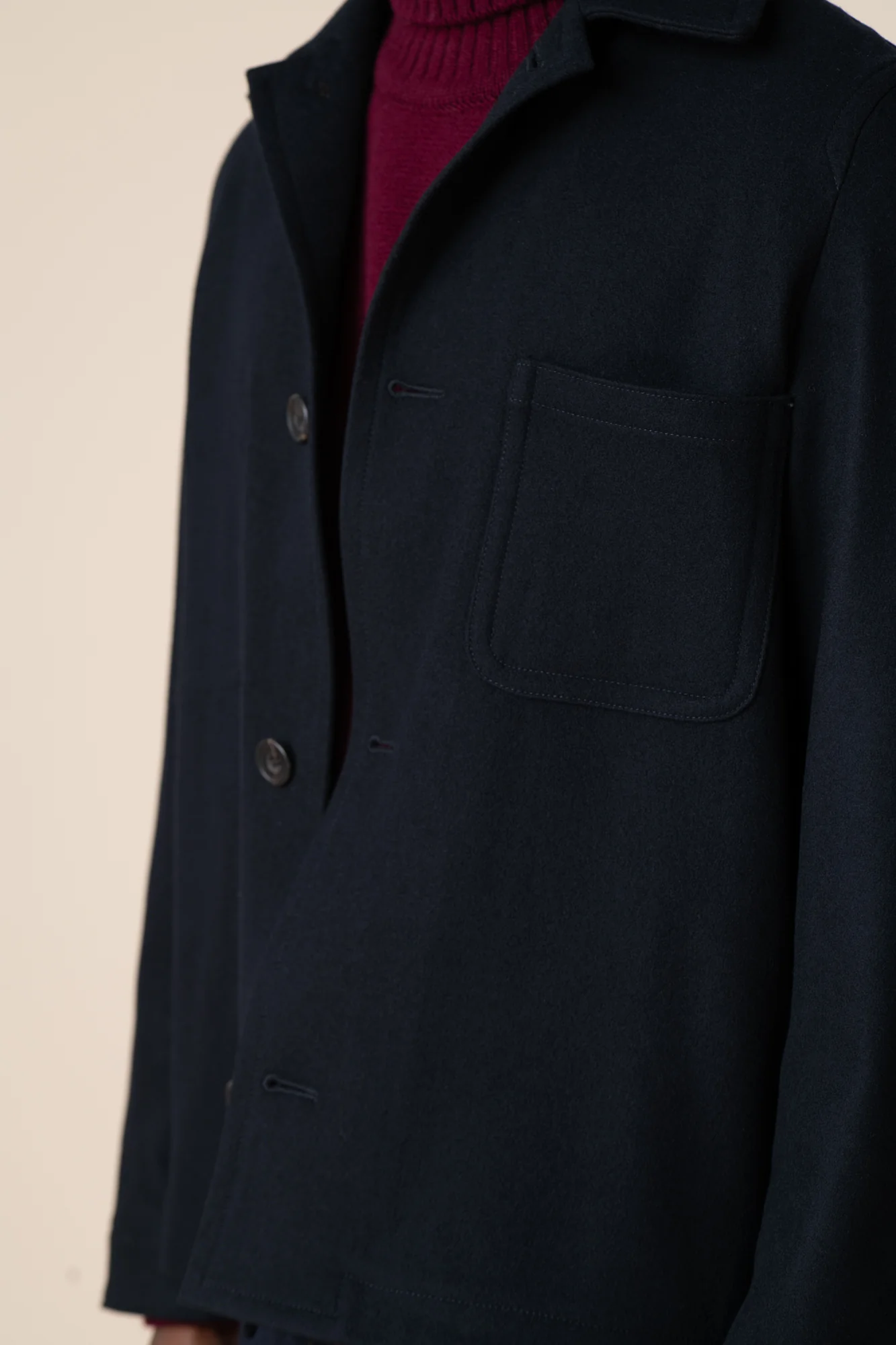 Men's Arthur Wool Chore Jacket - Navy - Image 2