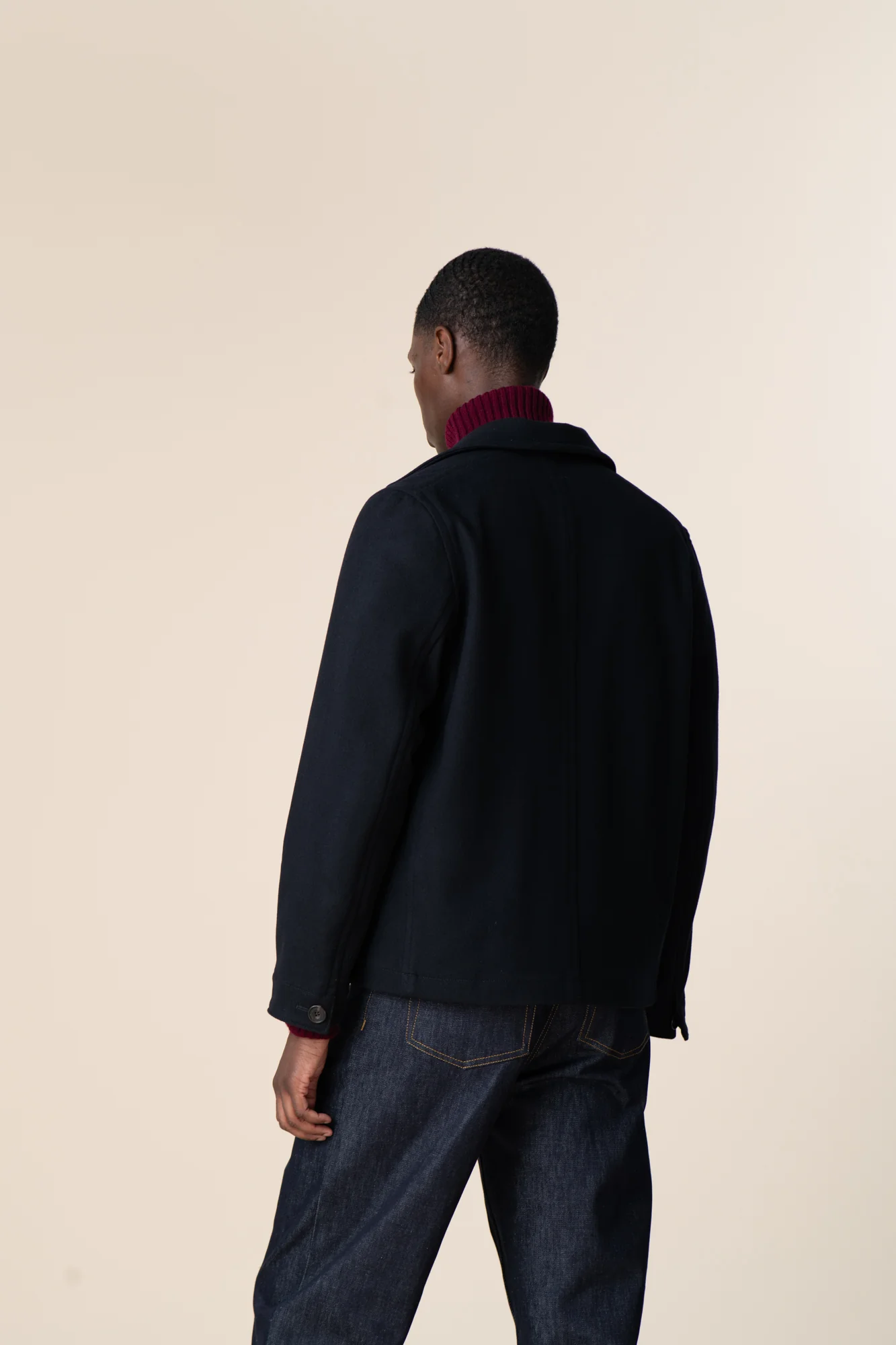 Men's Arthur Wool Chore Jacket - Navy - Image 3