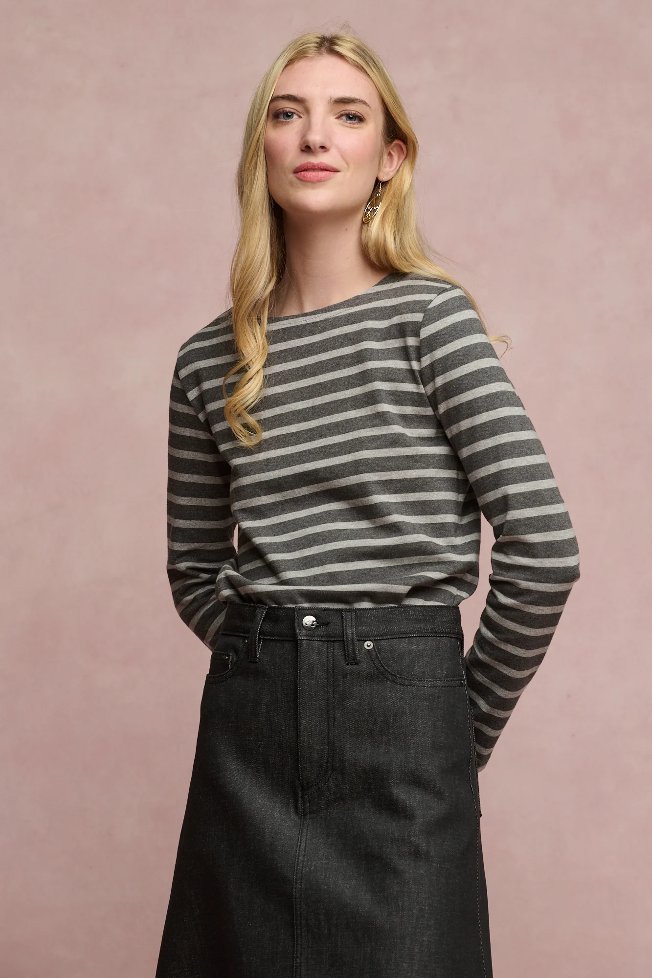 Women's Bobbie A Line Denim Skirt - Black - Image 6
