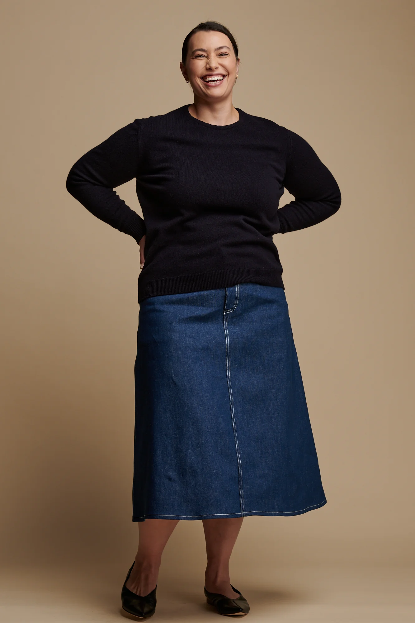 Women's Bobbie A Line Denim Skirt - Blue - Image 2