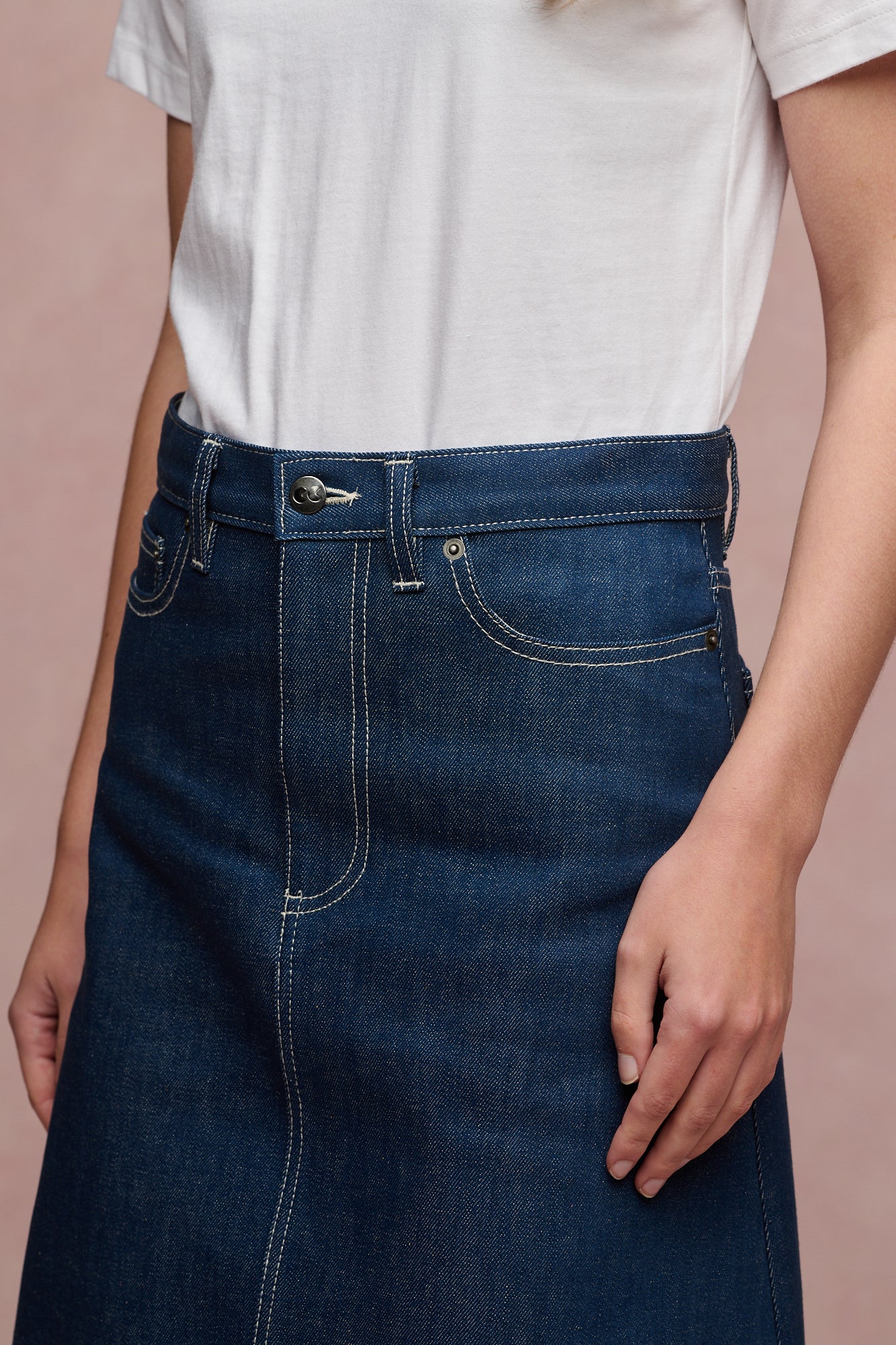 Women's Bobbie A Line Denim Skirt - Blue - Image 6