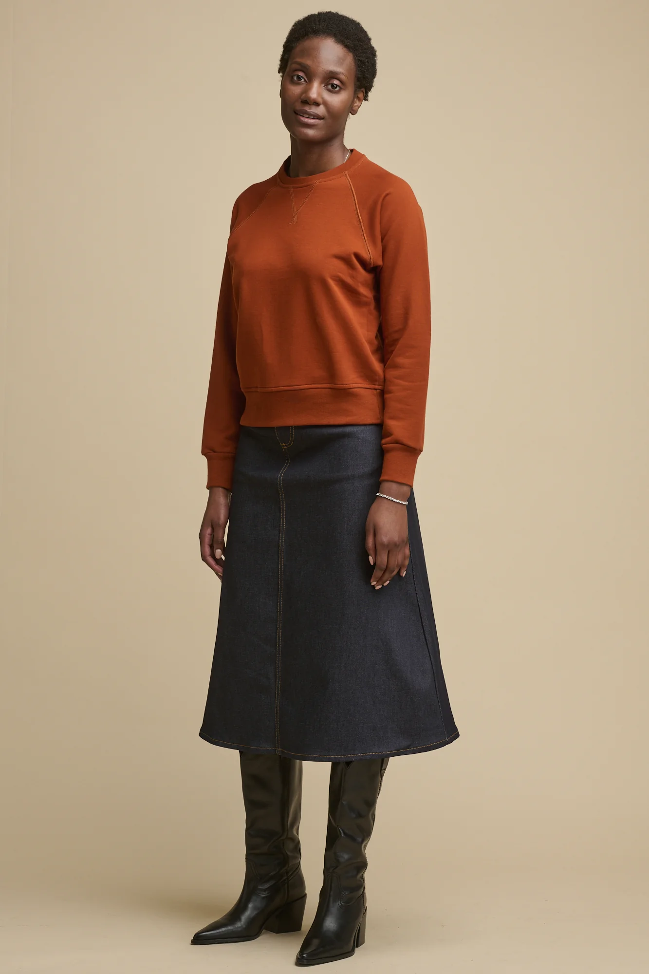 Women's Bobbie A Line Denim Skirt - Indigo - Image 3