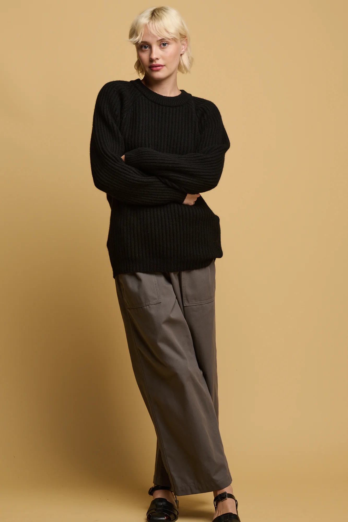 Camerawoman Drawstring Tapered Cotton Canvas Trousers - Charcoal - Image 4