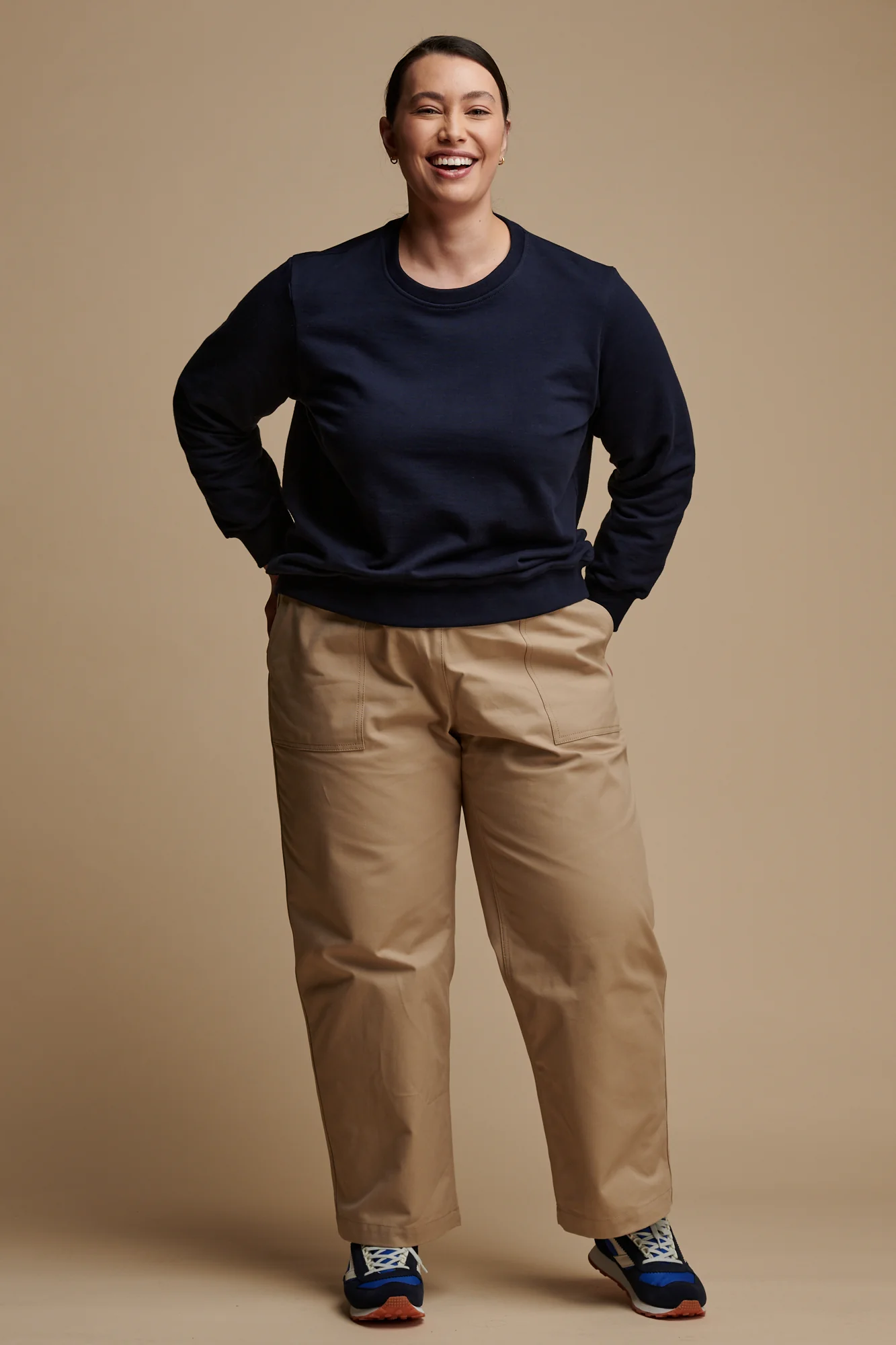Camerawoman Drawstring Tapered Cotton Canvas Trousers - Putty