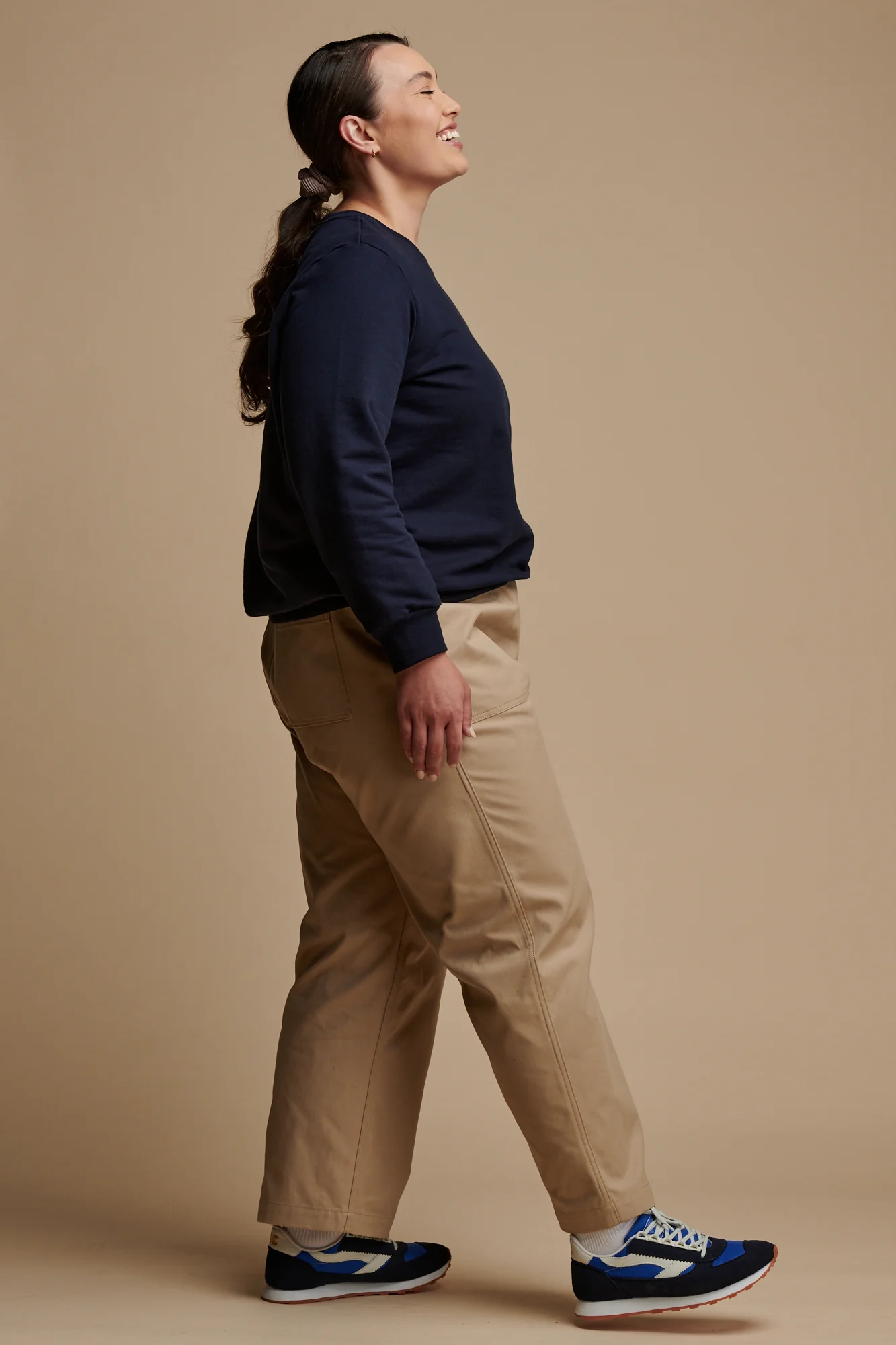 Camerawoman Drawstring Tapered Cotton Canvas Trousers - Putty - Image 2
