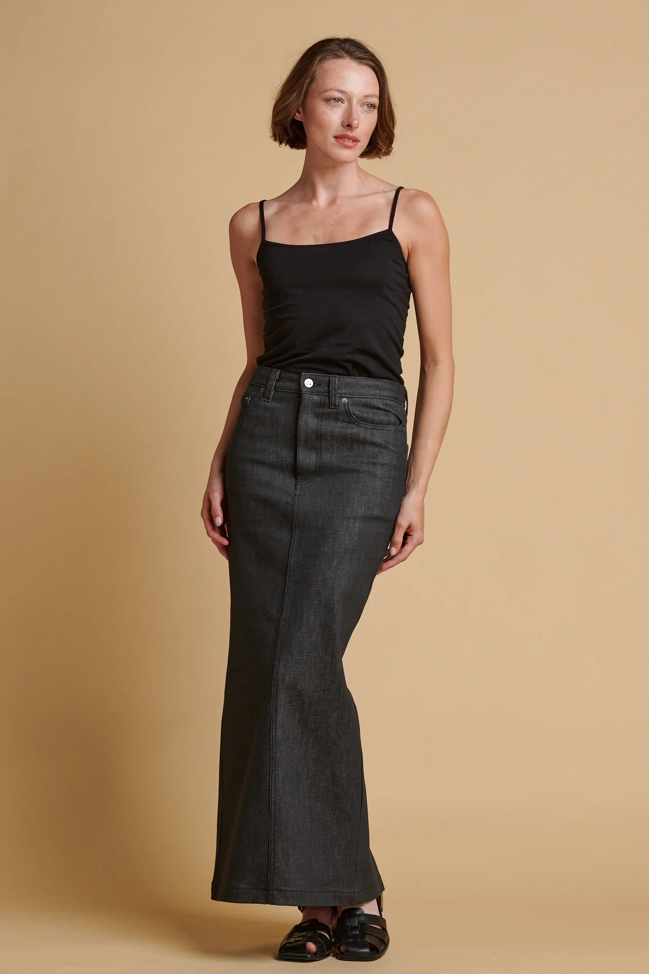 Women's Frankie Denim Maxi Skirt - Black