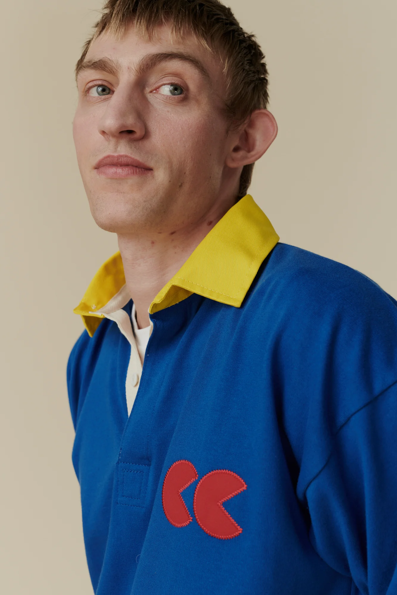 Contrast Collar Rugby Shirt - Blue/Yellow - Image 4