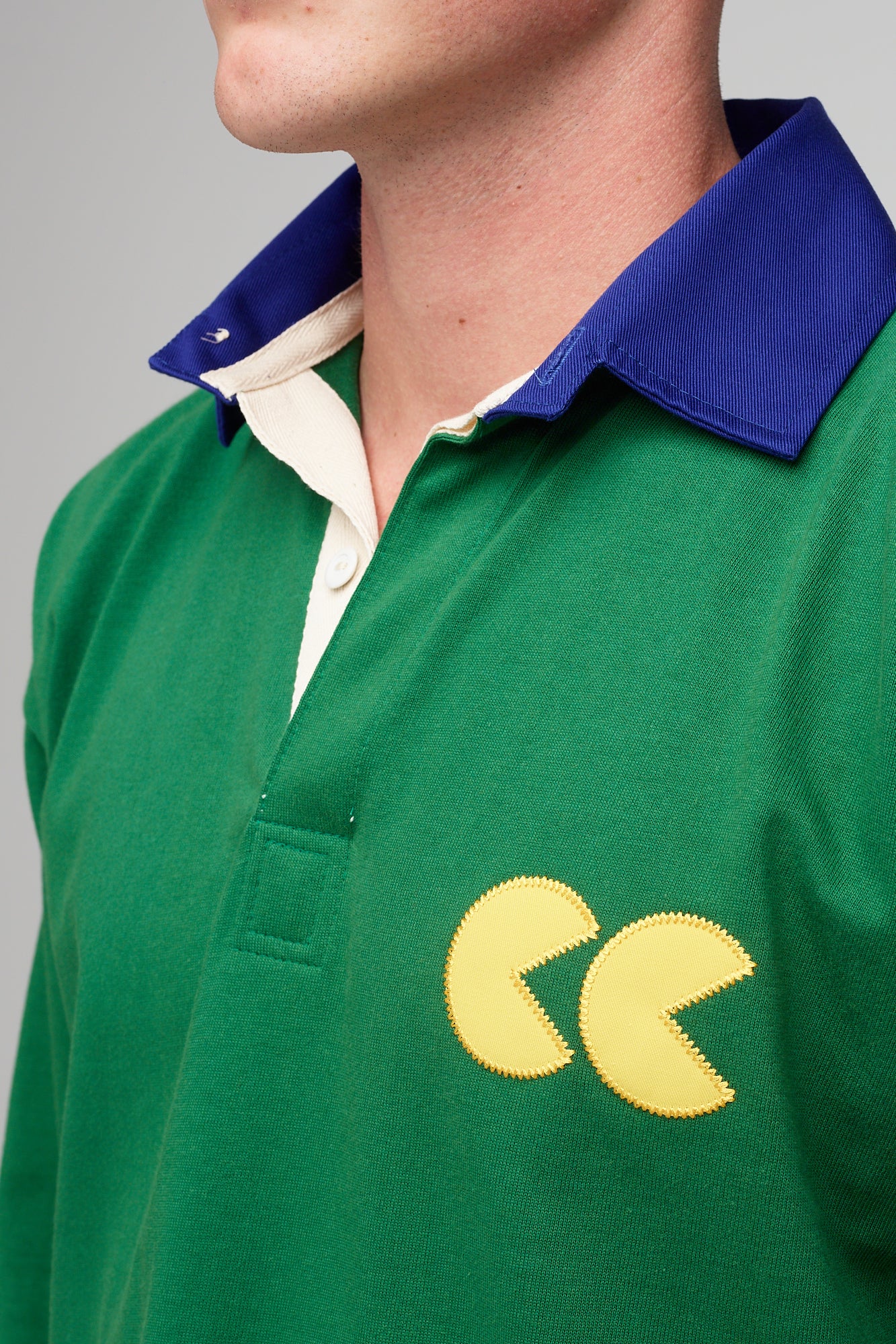 Contrast Collar Rugby Shirt - Green/Blue - Image 5