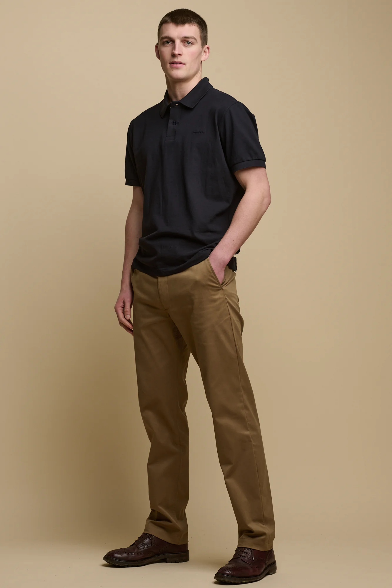 Men's Slim Lightweight Stretch Cotton Twill Chinos - Khaki - Image 4