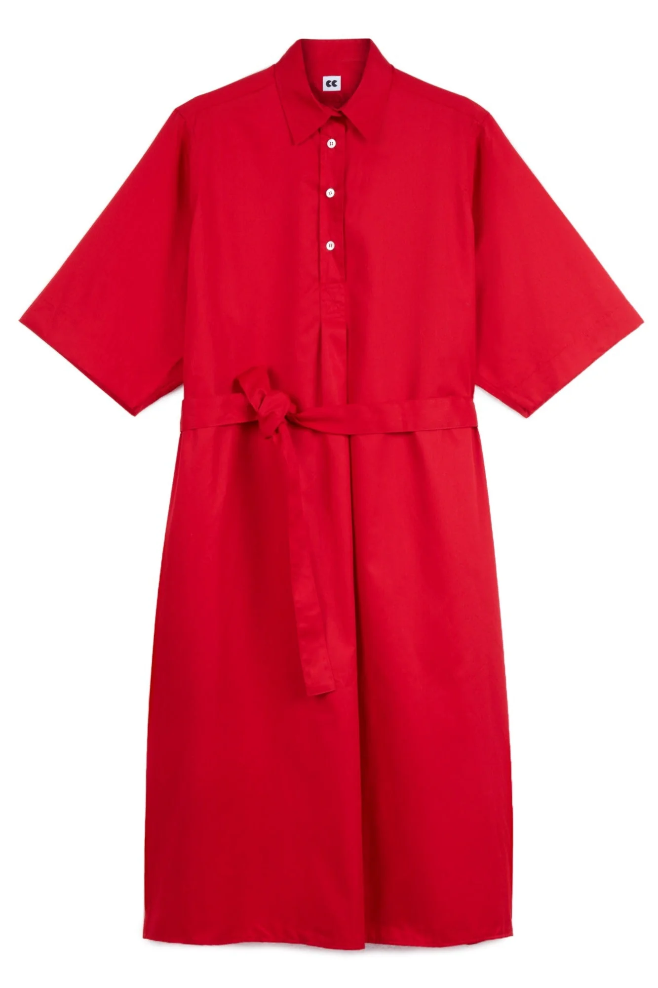 Women's Straight Cotton Dress - Red - Image 6