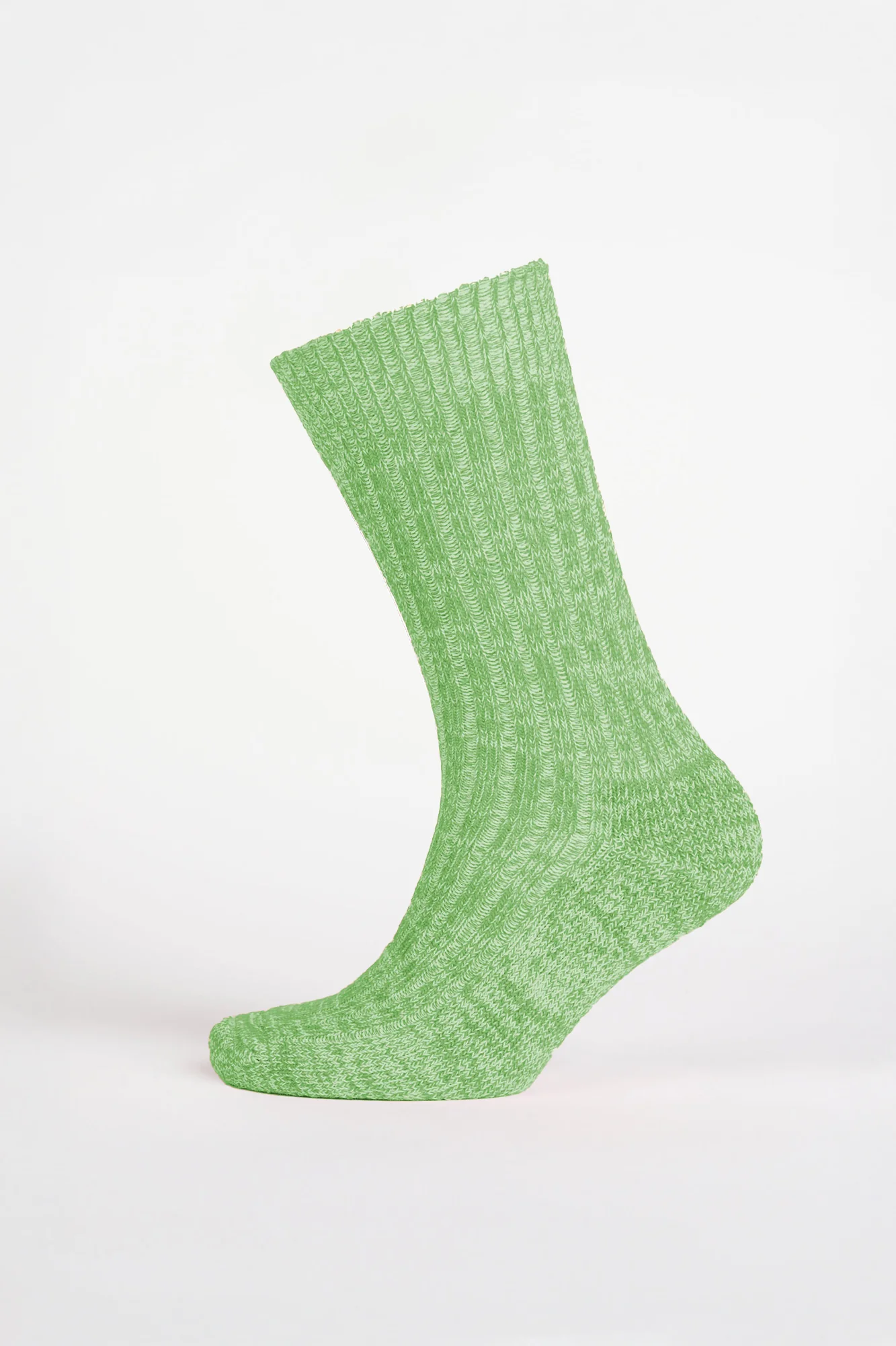 Cushioned Cotton Walking Sock - Green/White - Image 2