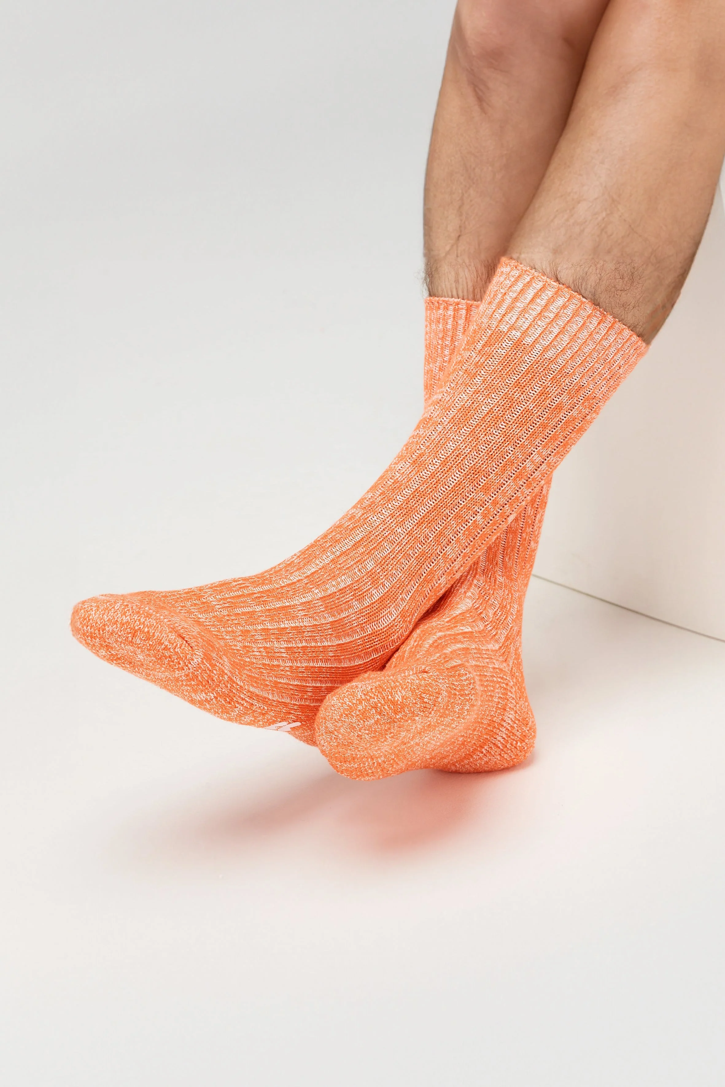 Cushioned Cotton Walking Sock - Orange/White - Image 2