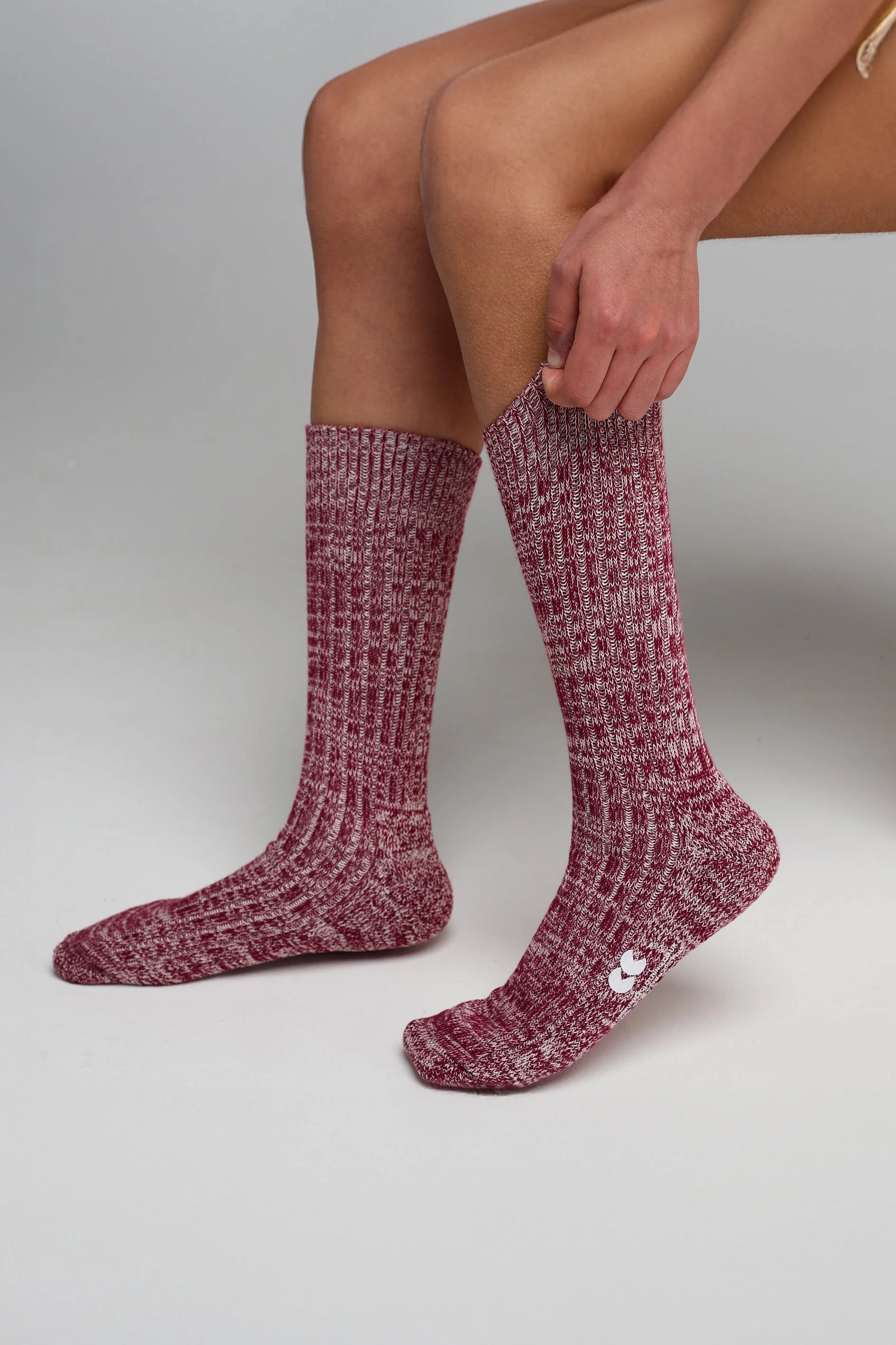 Cushioned Cotton Walking Sock - Port/White - Image 2