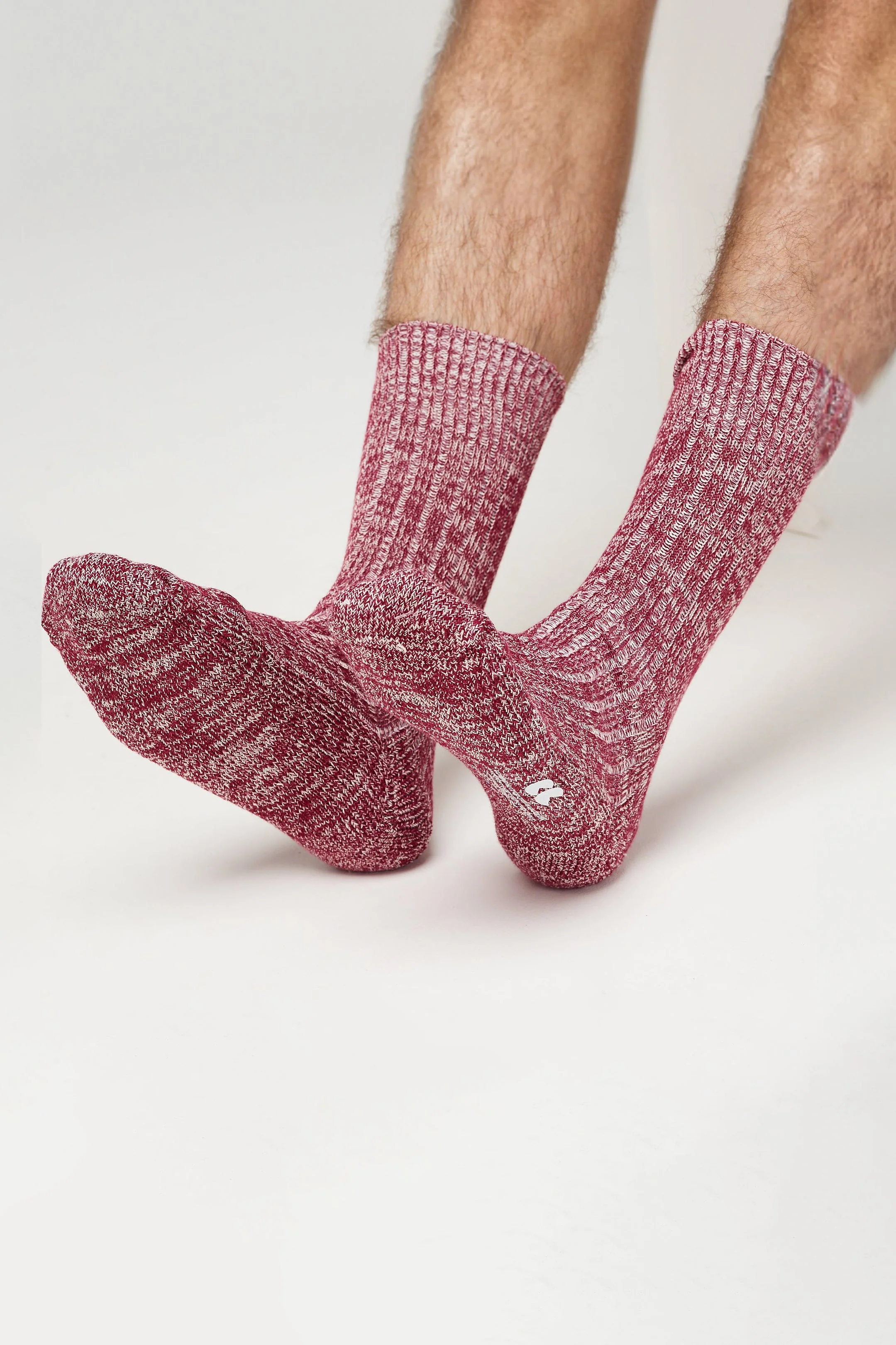Cushioned Cotton Walking Sock - Port/White - Image 3