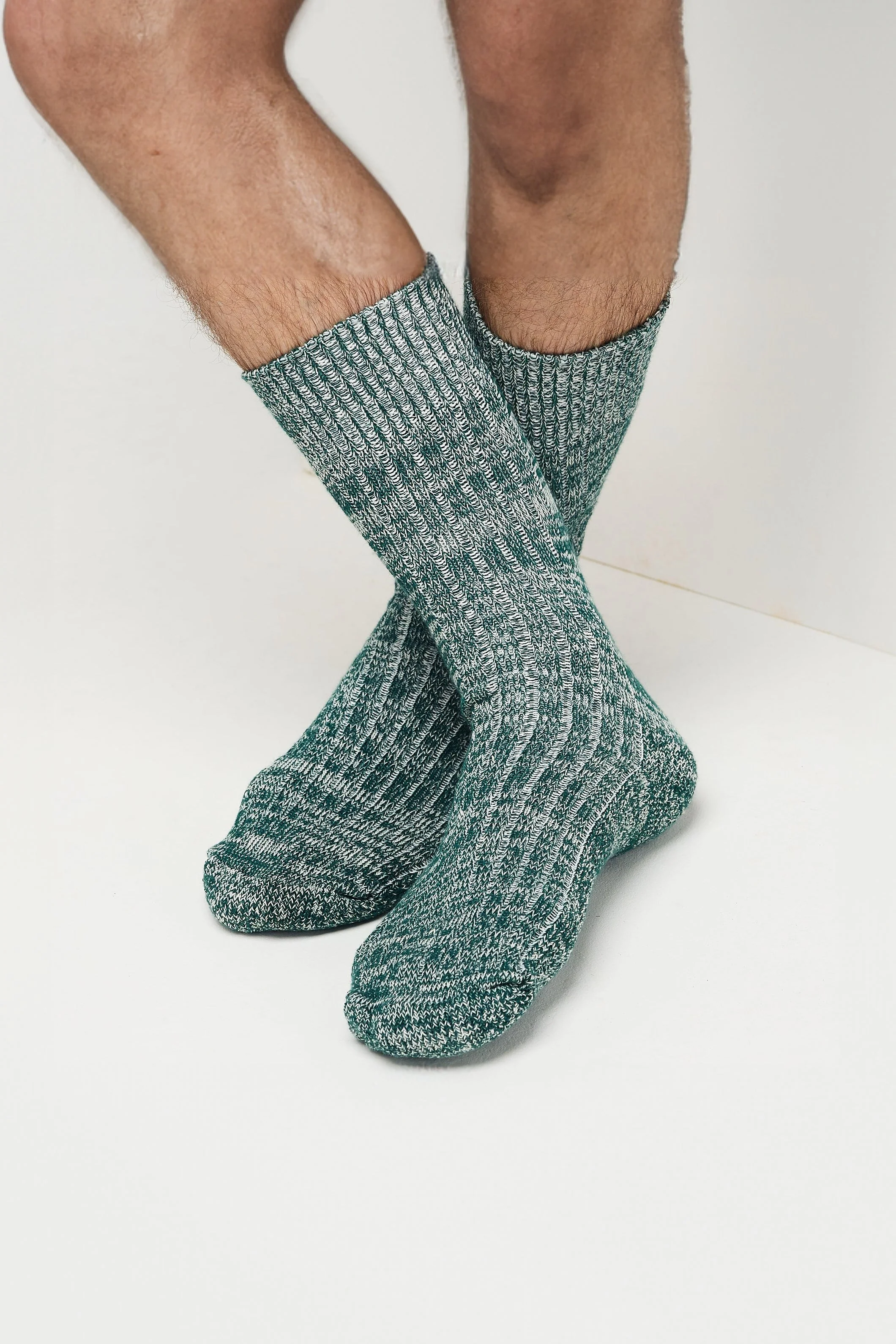 Cushioned Cotton Walking Sock - Seaweed/White - Image 2