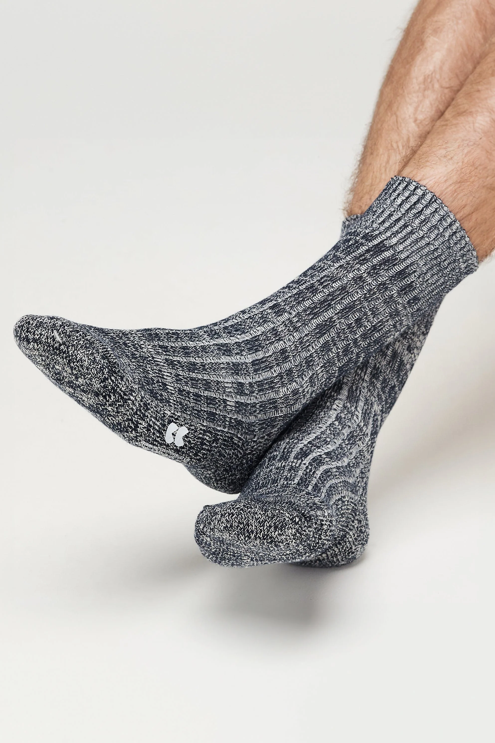 Cushioned Cotton Walking Sock - Slate Grey/White - Image 2