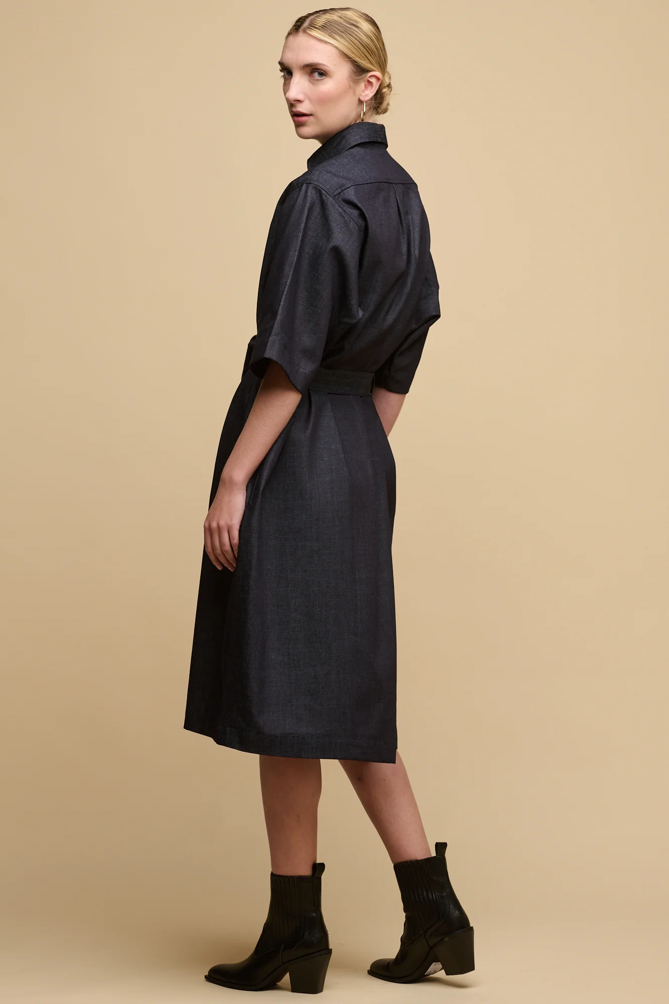 Women's Straight Denim Dress - Indigo - Image 2