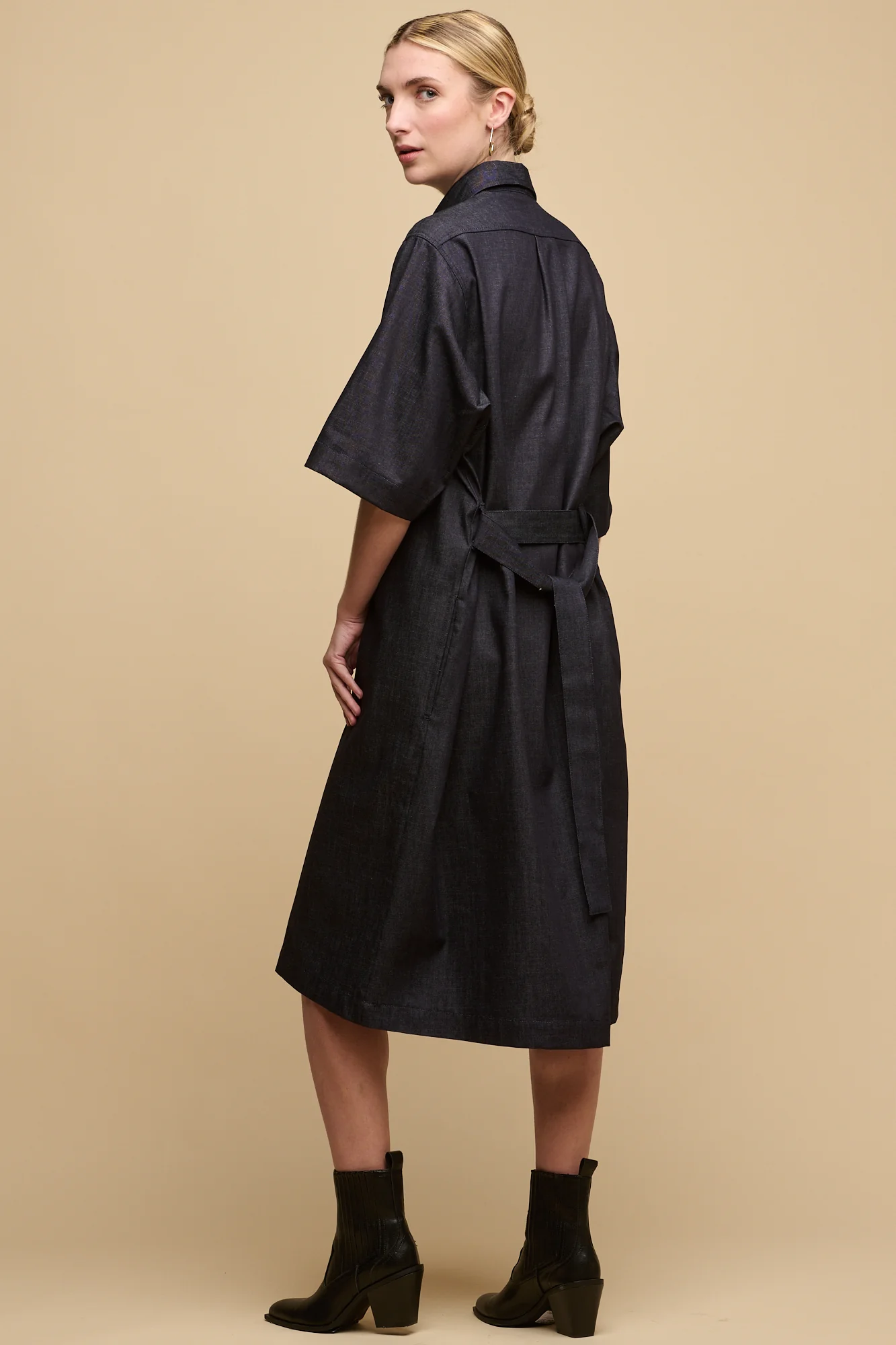 Women's Straight Denim Dress - Indigo - Image 4