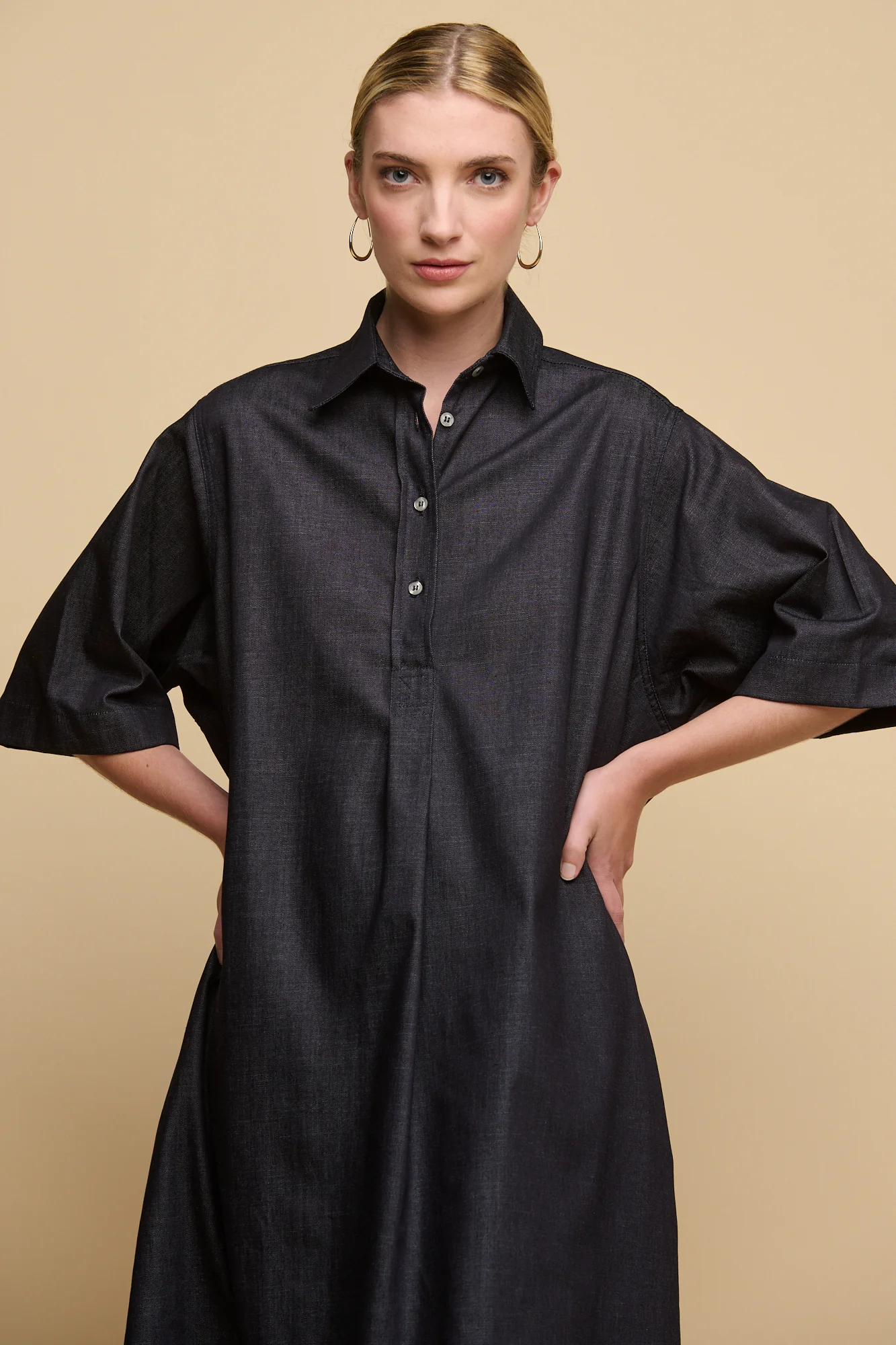 Women's Straight Denim Dress - Indigo - Image 5