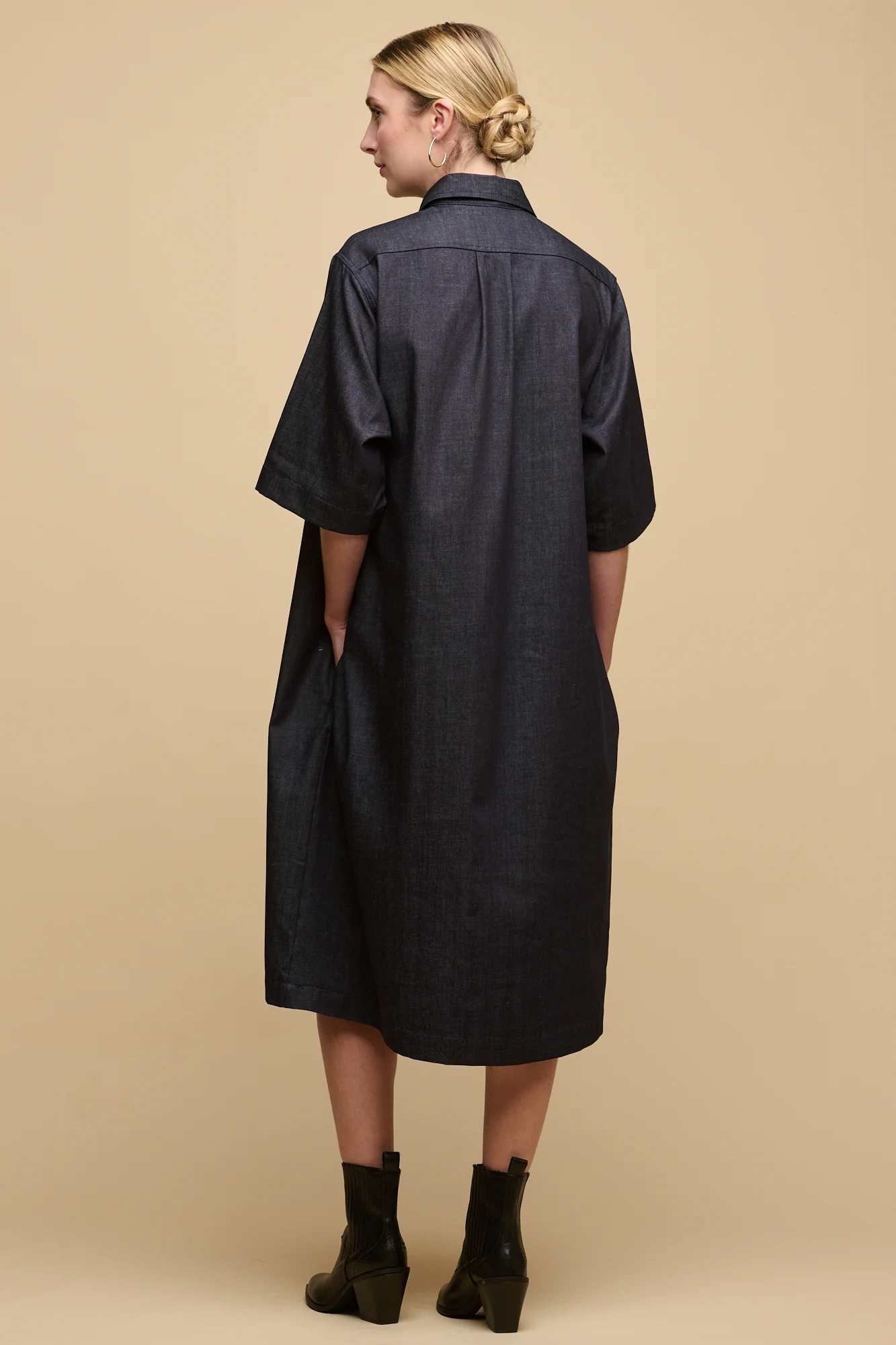 Women's Straight Denim Dress - Indigo - Image 7