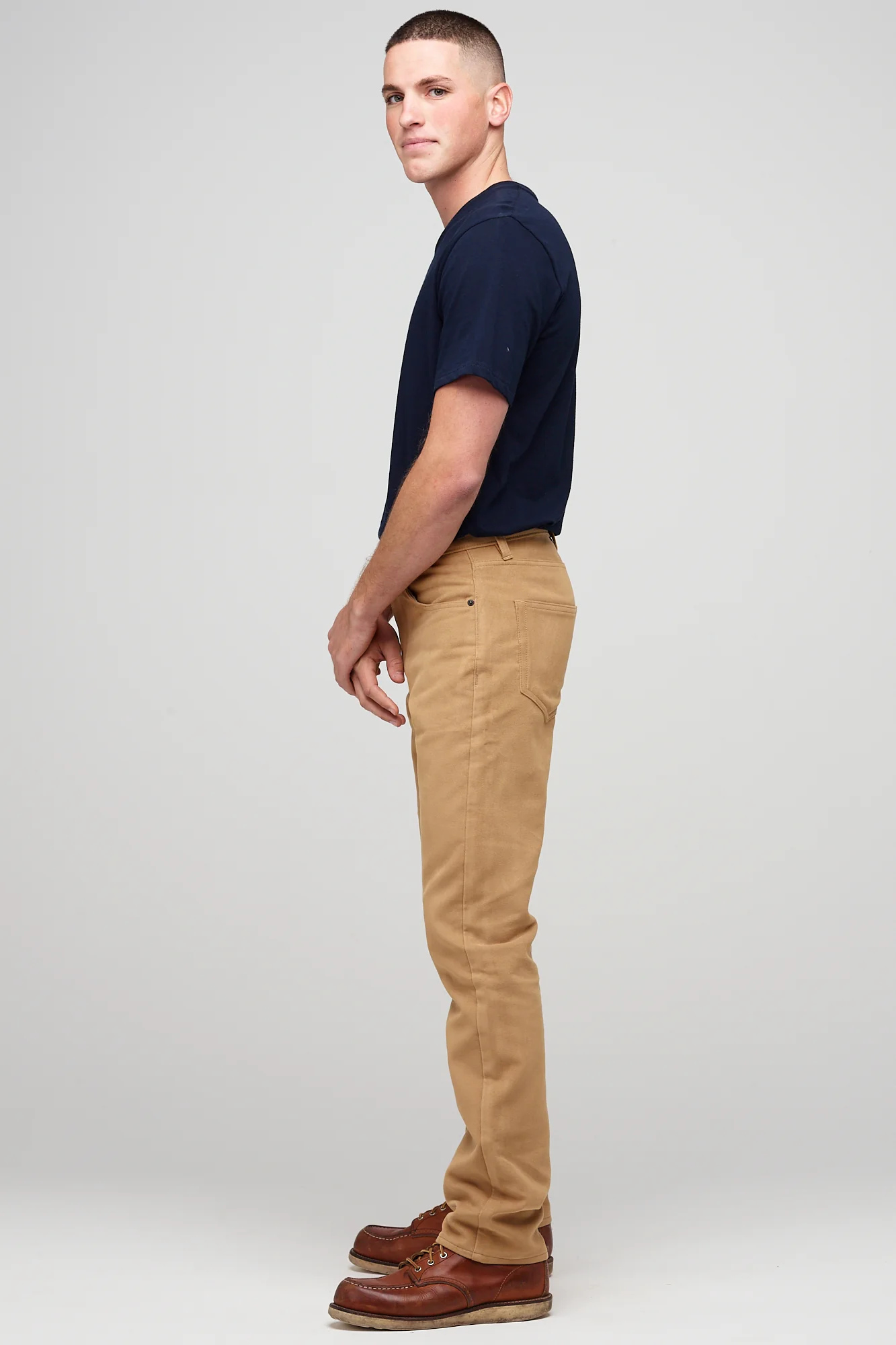 Barry Slim Moleskin Five Pocket Jeans - Camel - Image 5