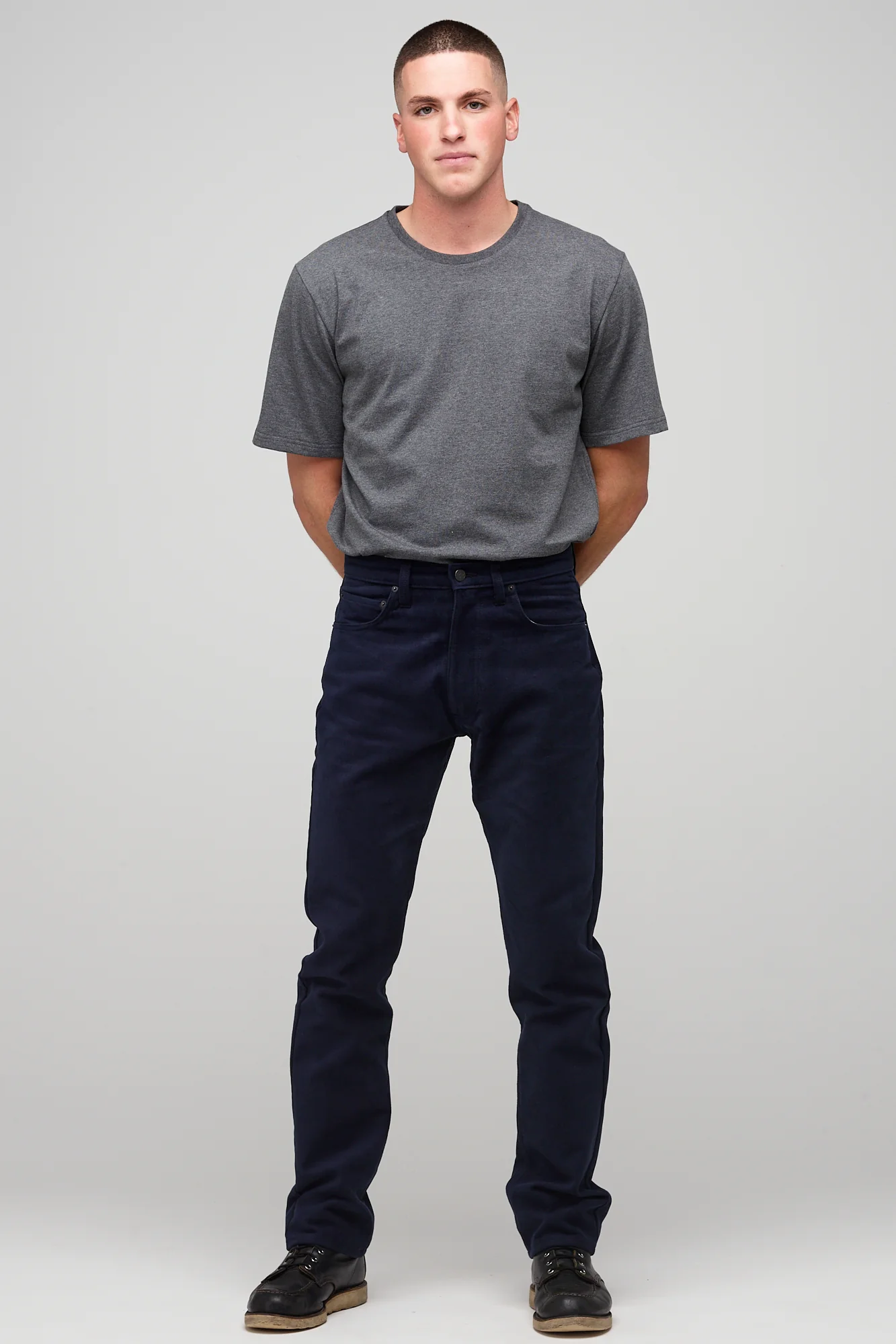 Barry Slim Moleskin Five Pocket Jeans - Navy - Image 2