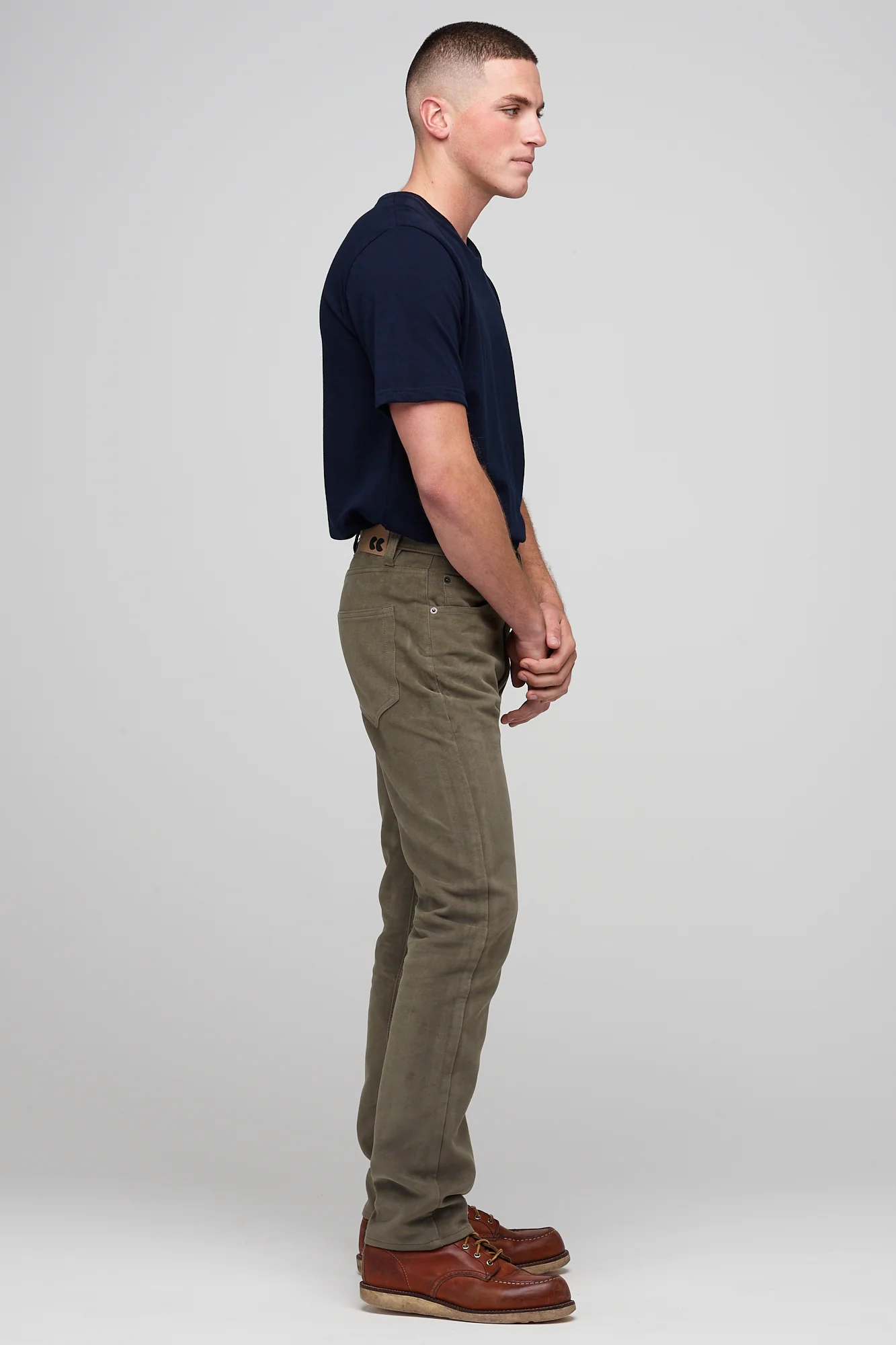 Barry Slim Moleskin Five Pocket Jeans - Olive - Image 4