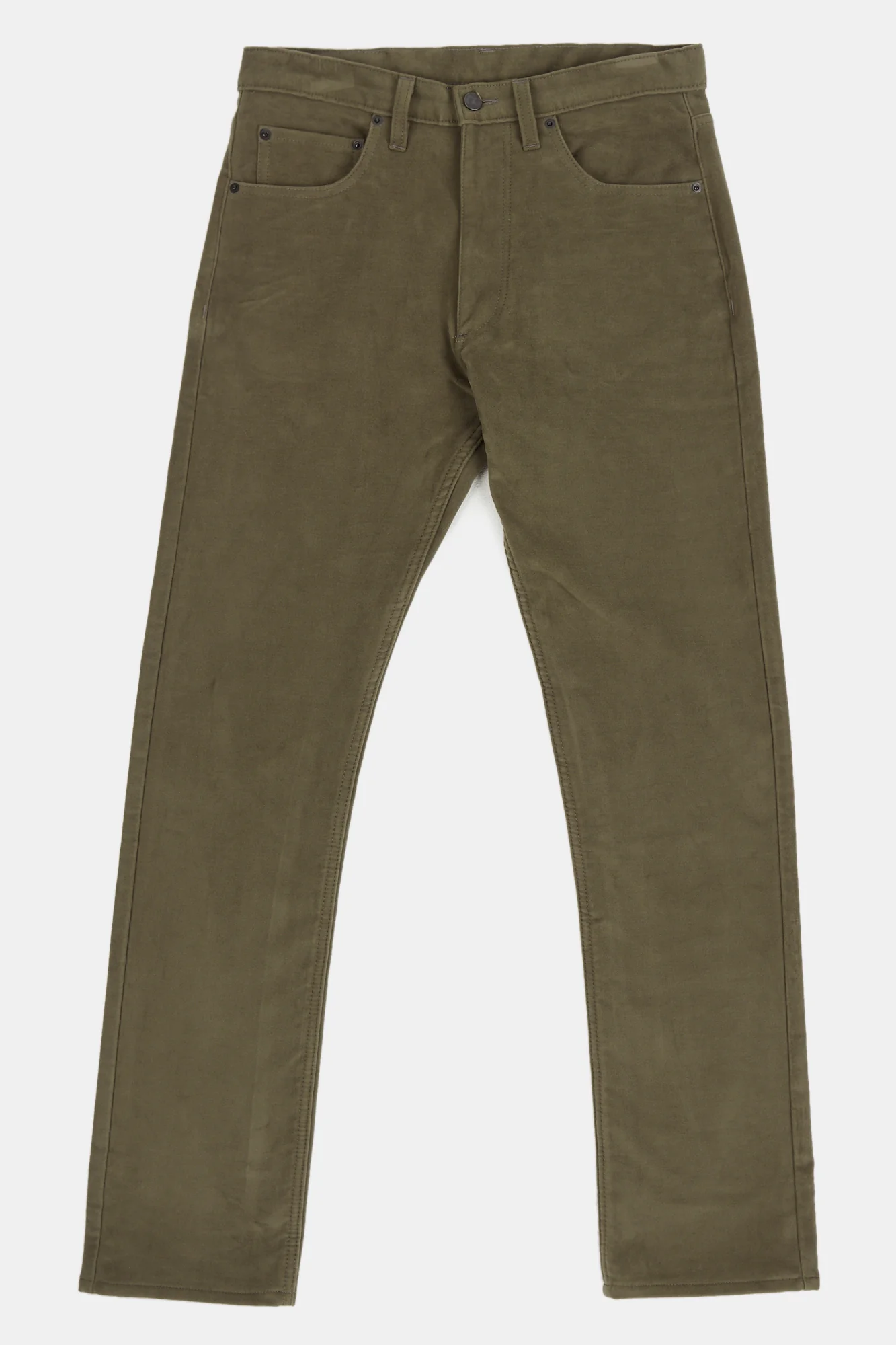Barry Slim Moleskin Five Pocket Jeans - Olive - Image 6