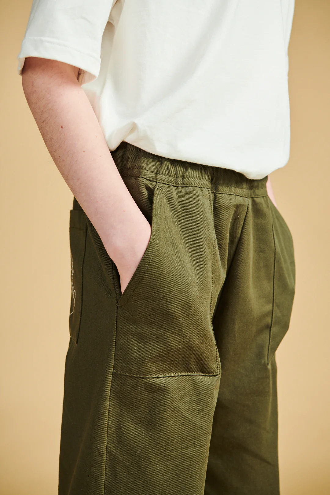 Kids Cam Relaxed Twill Trousers Plastic Free - Olive - Image 6