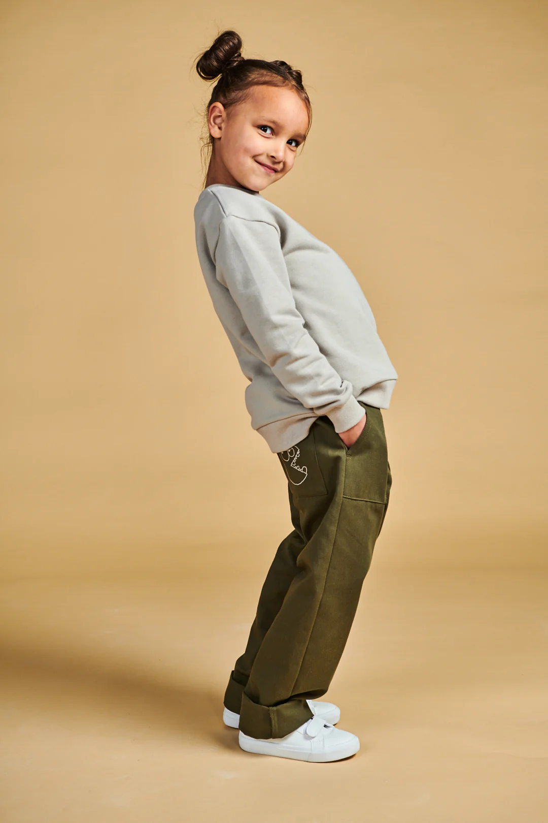 Kids Sweatshirt Plastic Free - Stone - Image 4