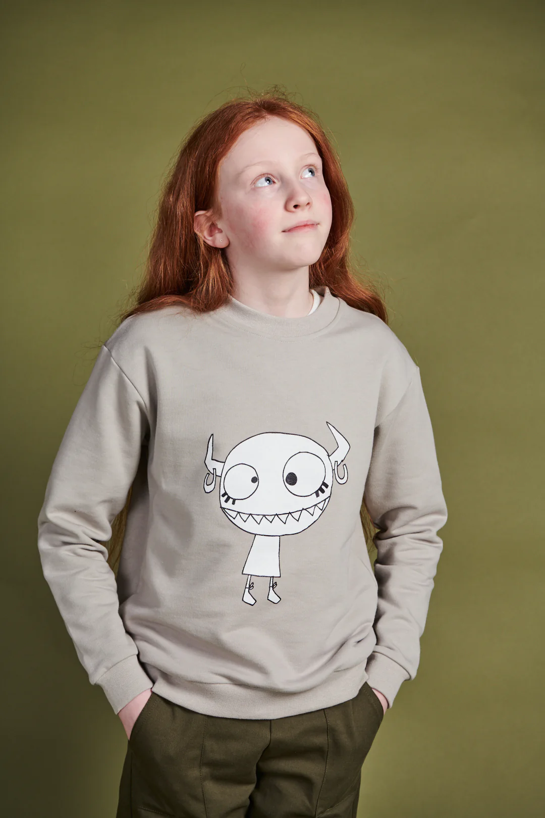 Kids Grunhilda Sweatshirt Plastic Free - Stone