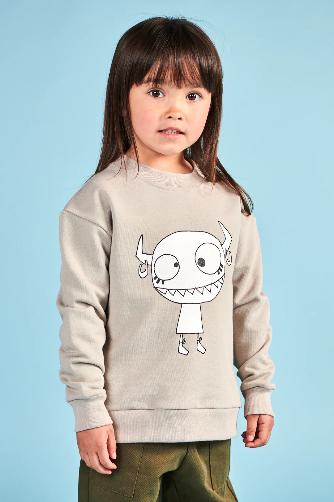 Kids Grunhilda Sweatshirt Plastic Free - Stone - Image 4