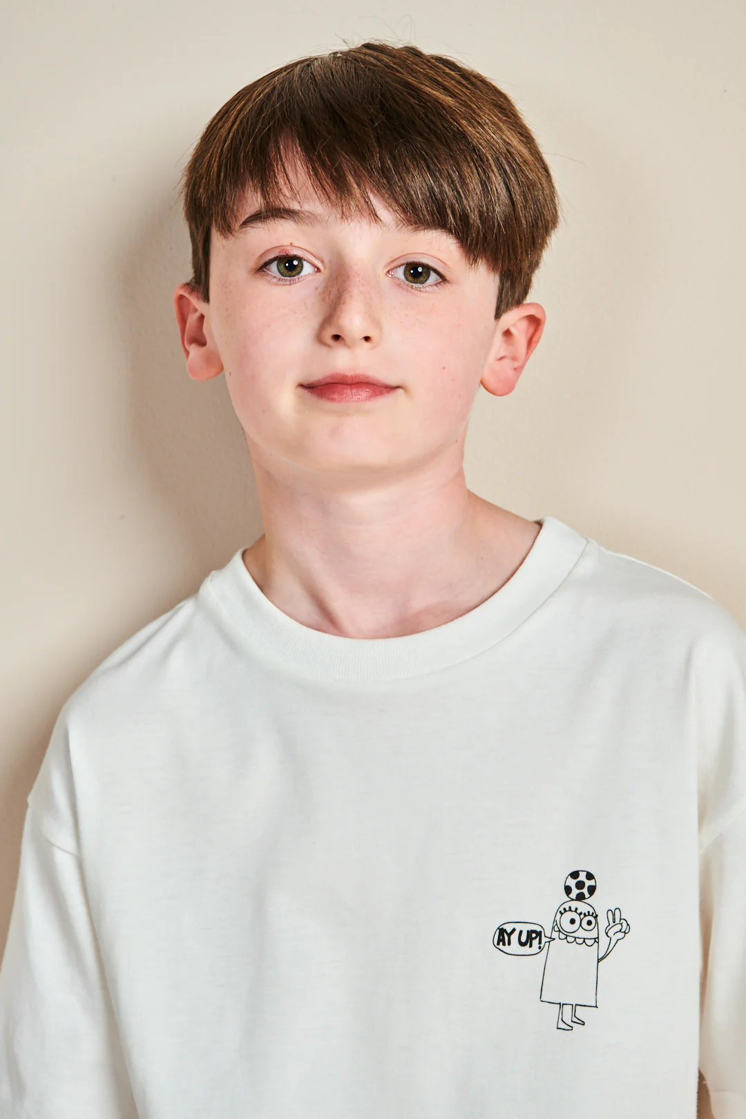 Kids Aye Up! T Shirt Plastic Free - Bone - Image 2
