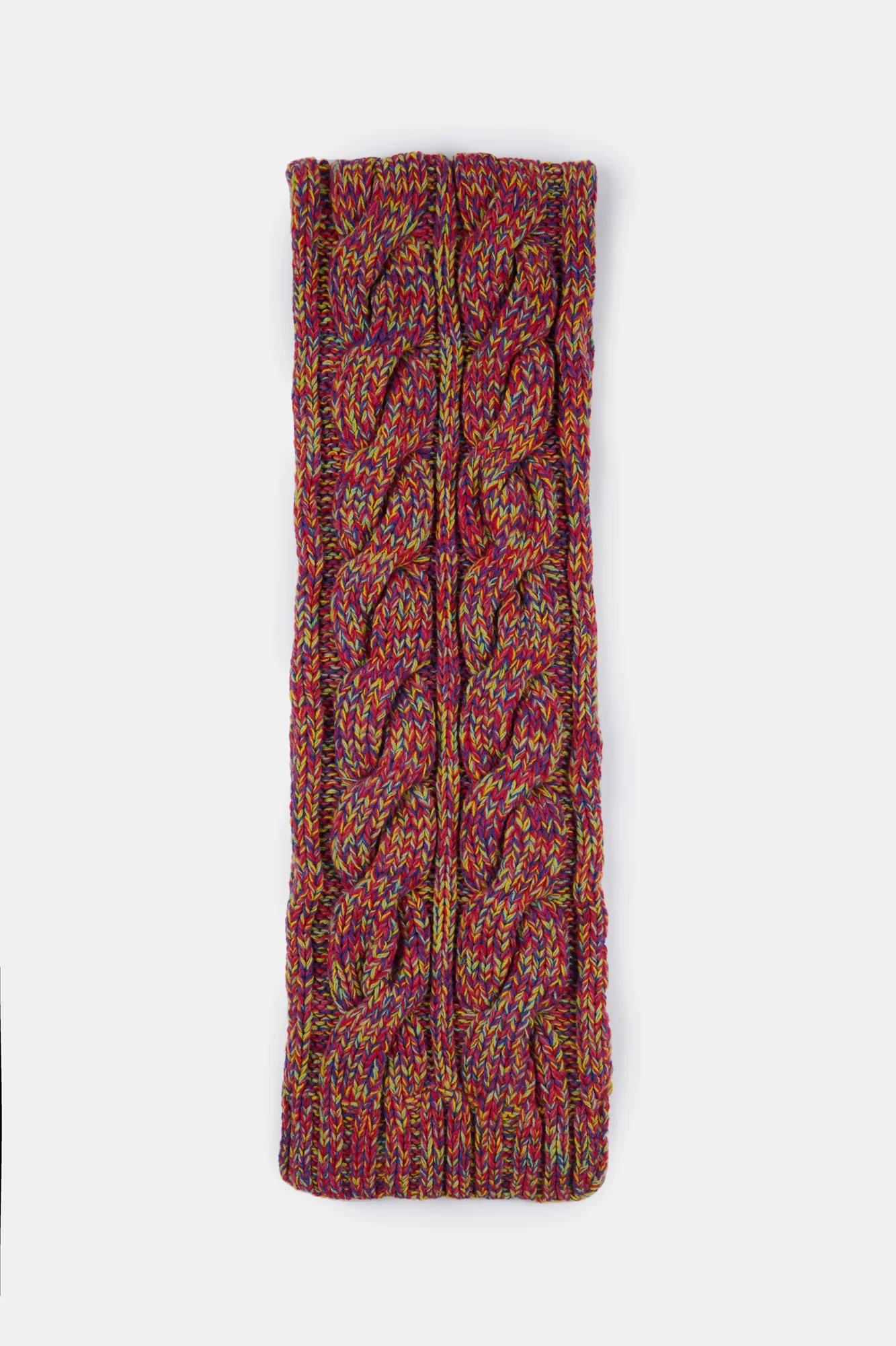 Lambswool Cable Scarf - Flame Marl - Image 3