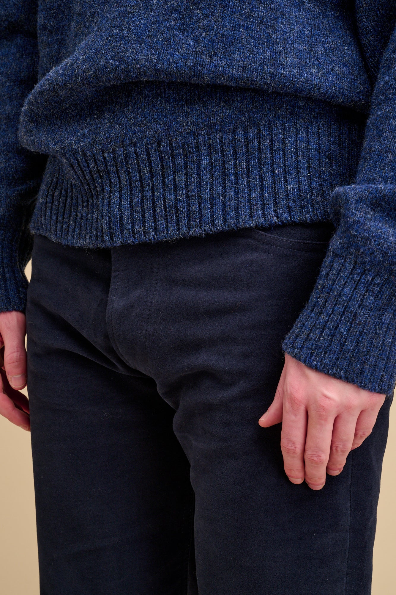 Mens Arran Loose Fit Moleskin Jean - Navy - Image 3