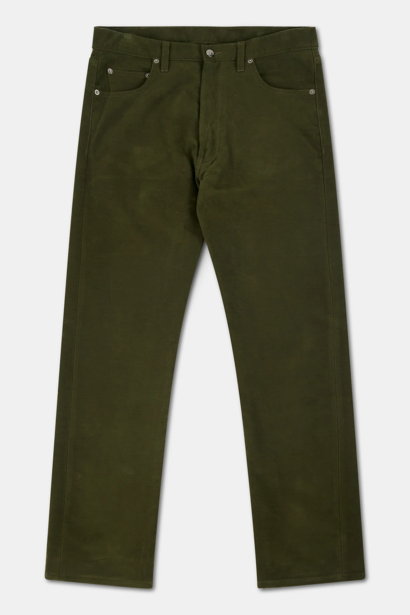 Mens Arran Loose Fit Moleskin Jean - Dark Olive - Image 7
