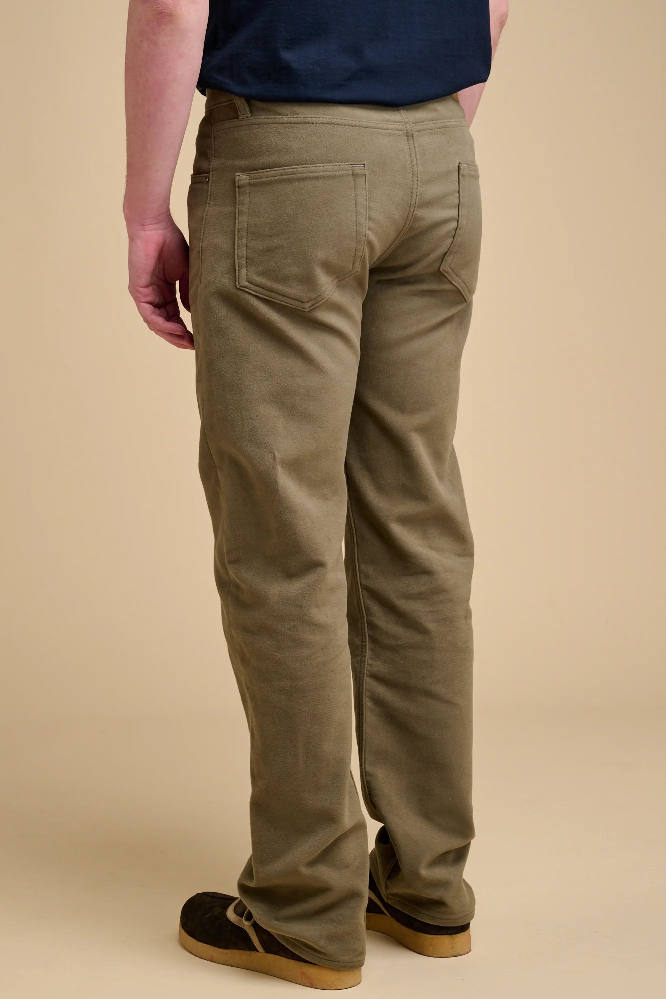 Mens Arran Loose Fit Moleskin Jean - Olive - Image 6