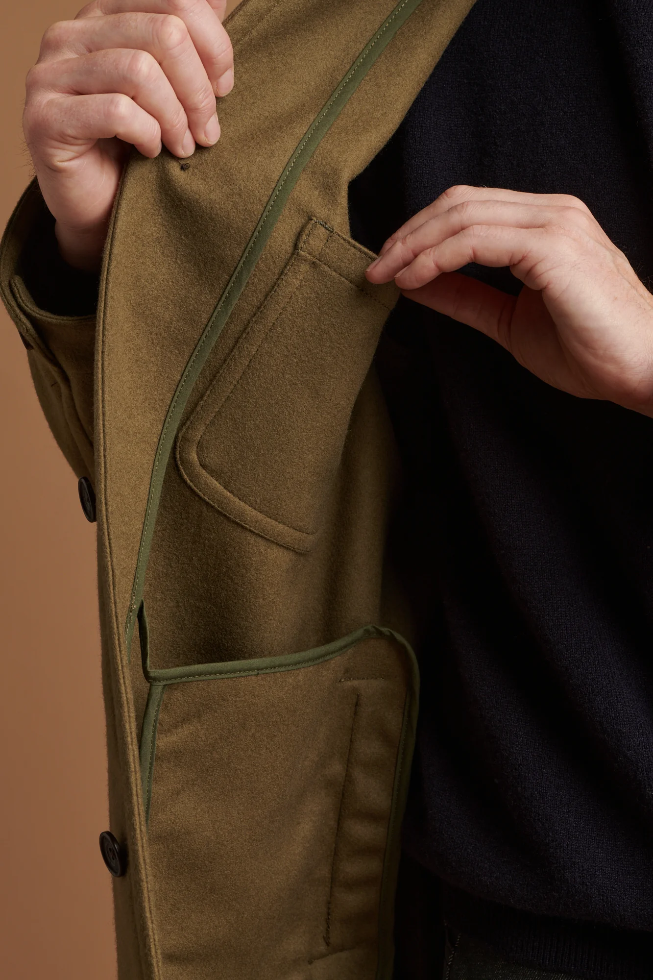 Men's Arthur Wool Chore Jacket - Olive - Image 4