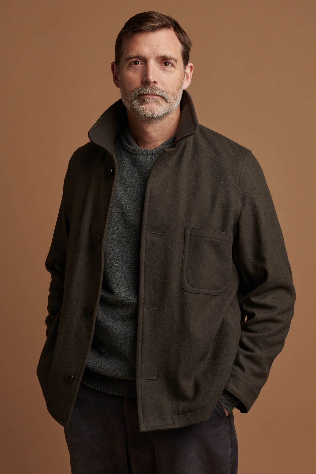 Men's Arthur Wool Chore Jacket - Drab - Image 3