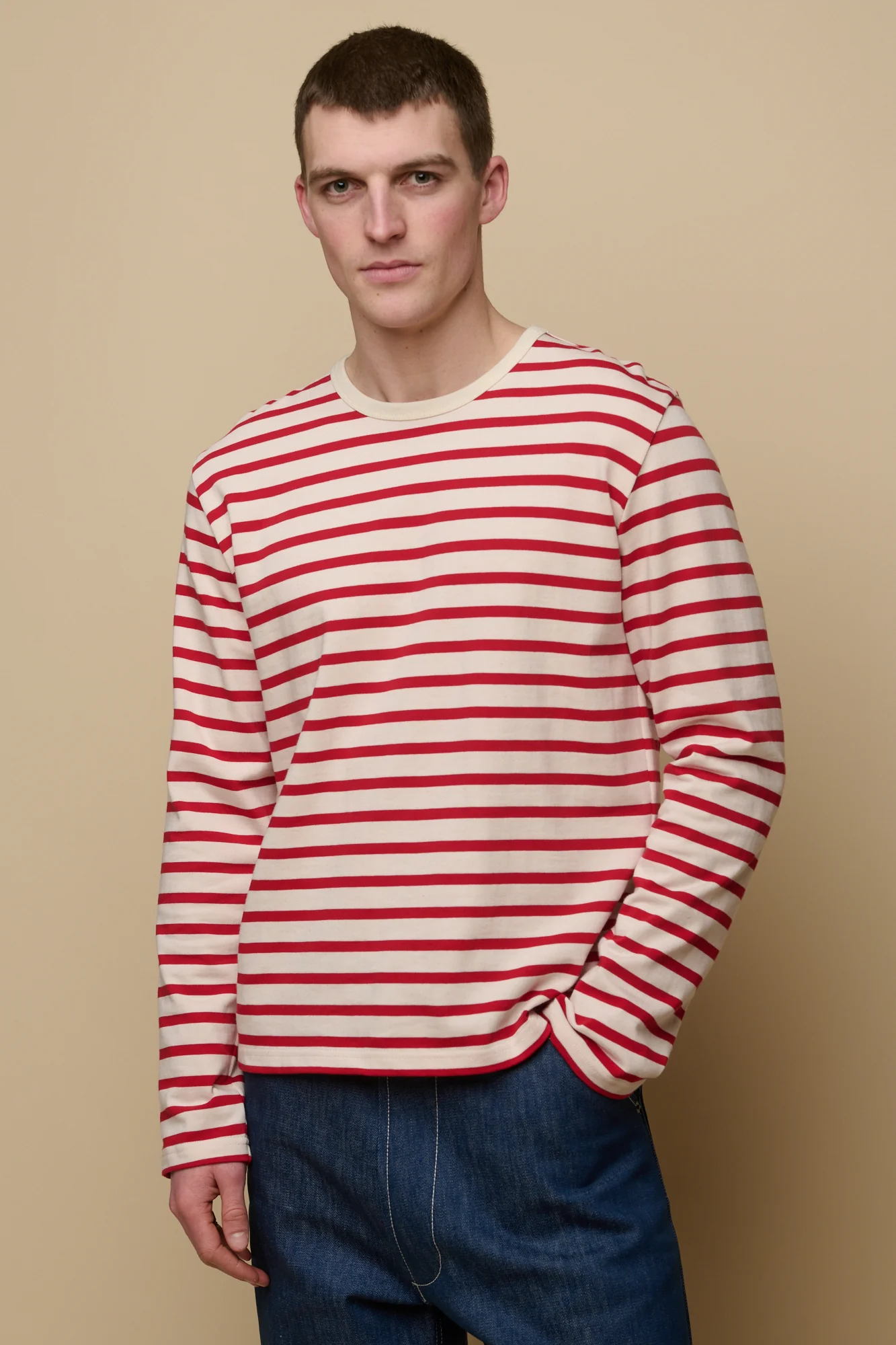 Men's Breton  - Ecru/Flame Red - Image 4