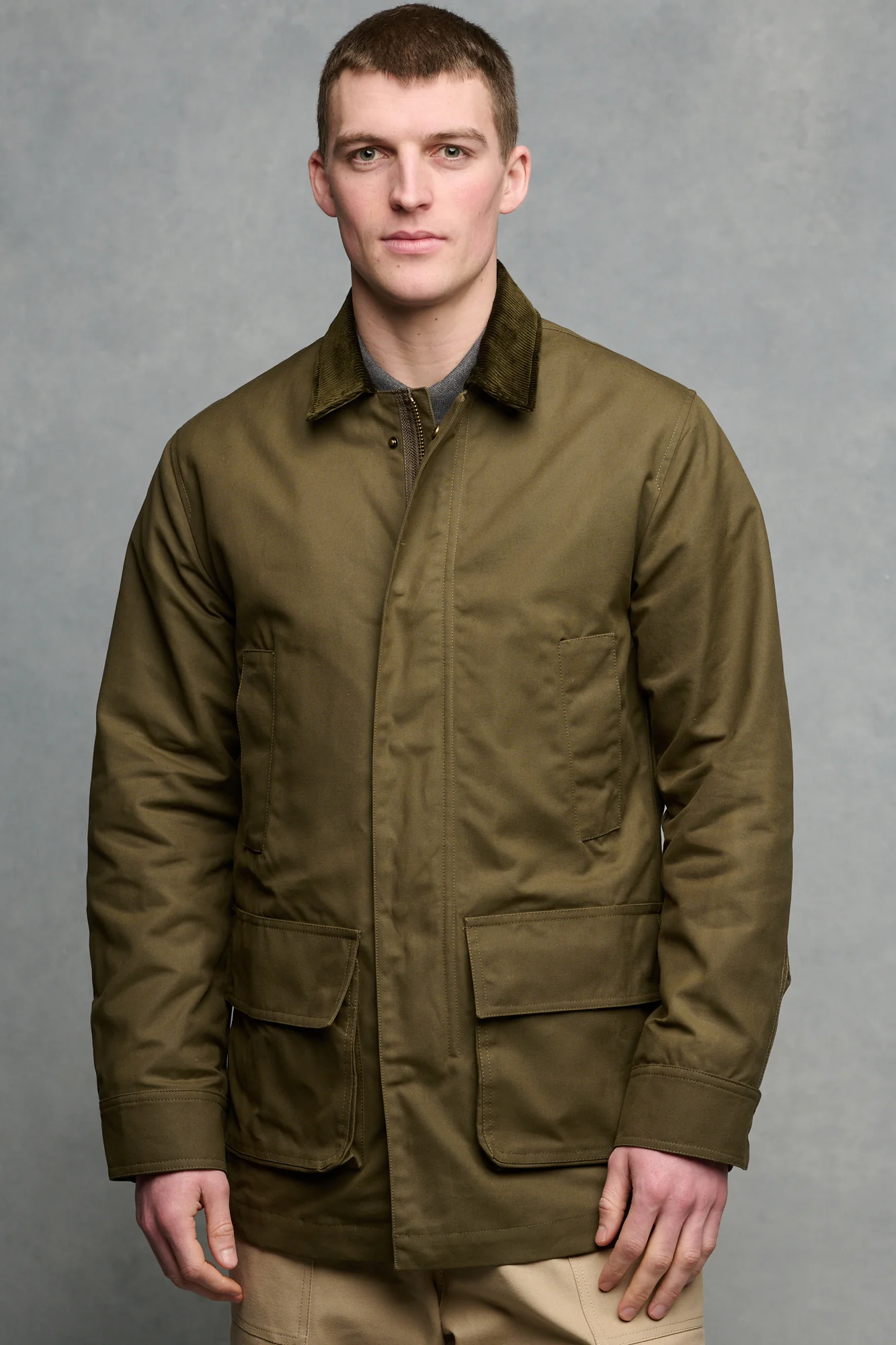 Men's Waxed Car Coat - Olive - Image 5