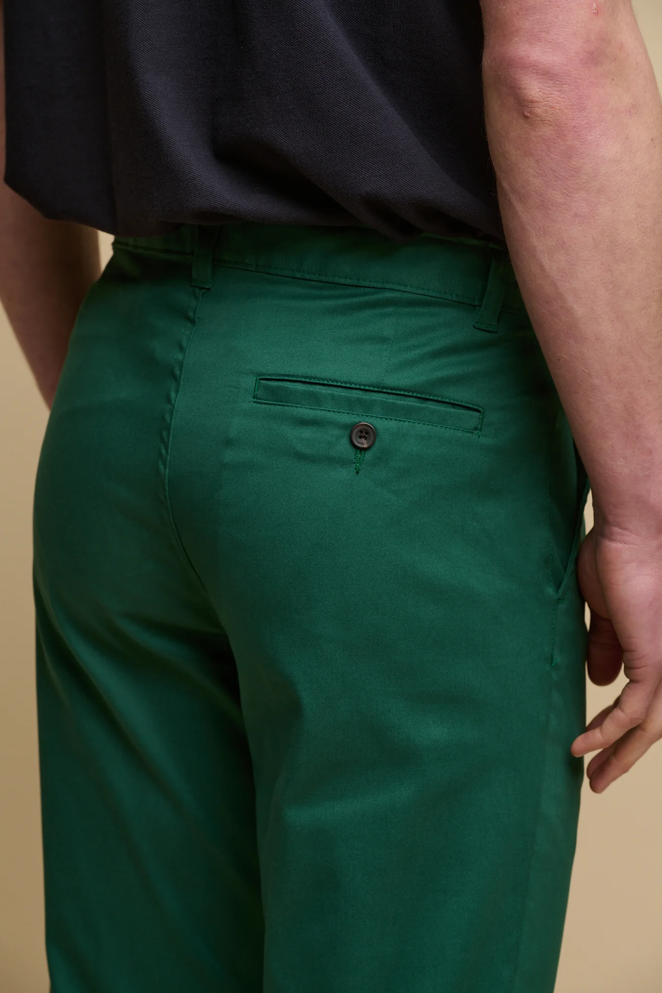 Men's Slim Lightweight Stretch Cotton Twill Chinos - Bottle Green - Image 2
