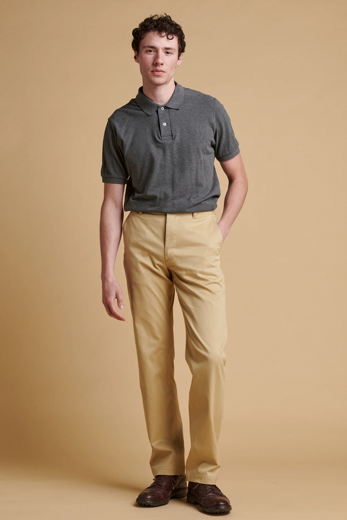 Men's Slim Lightweight Stretch Cotton Twill Chinos - Stone