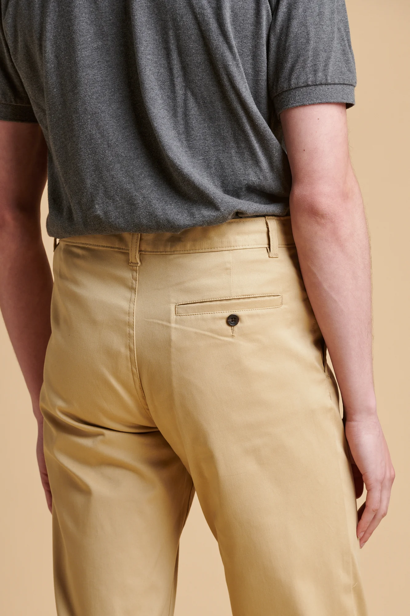 Men's Slim Lightweight Stretch Cotton Twill Chinos - Stone - Image 2