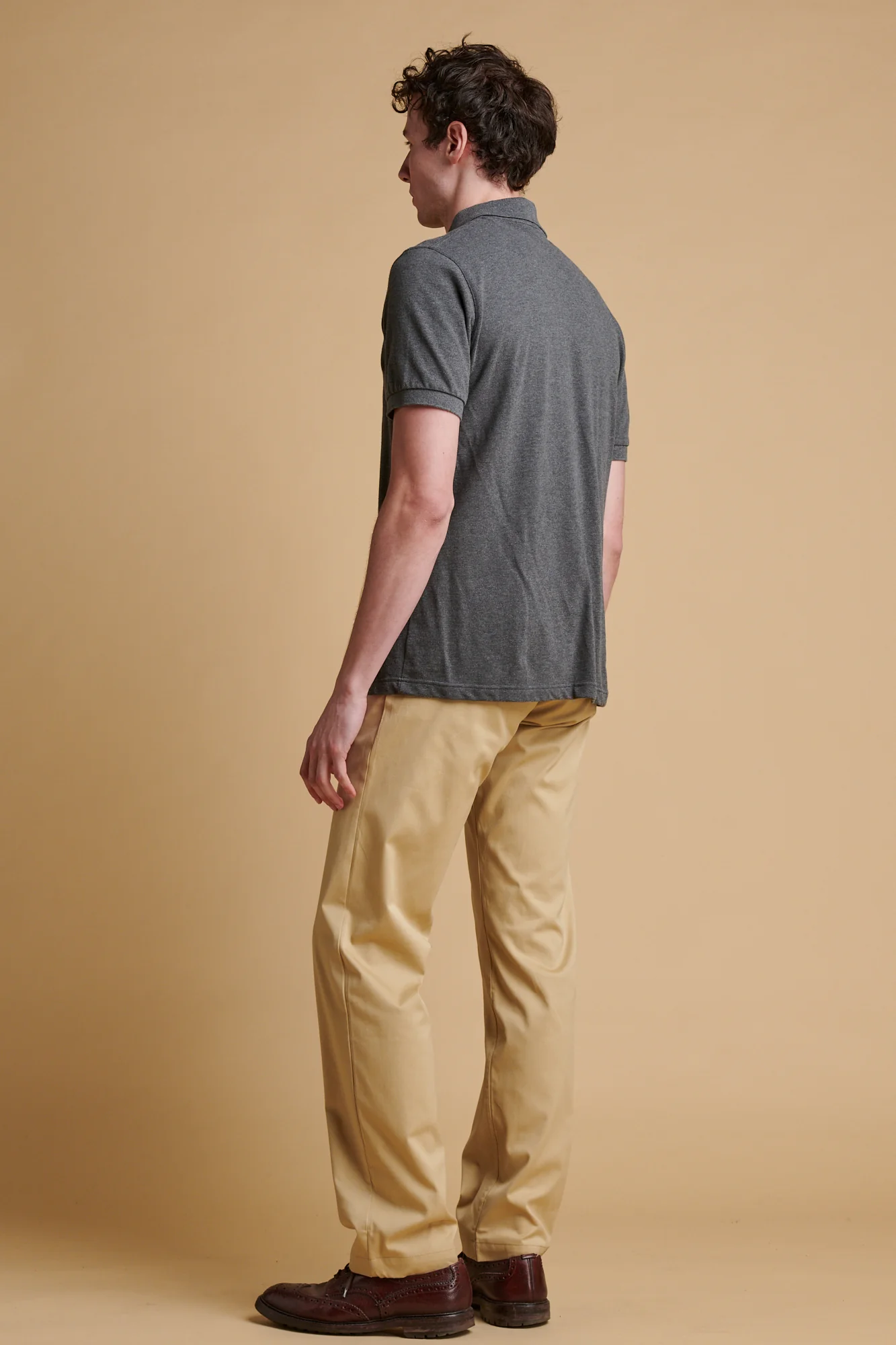 Men's Slim Lightweight Stretch Cotton Twill Chinos - Stone - Image 4