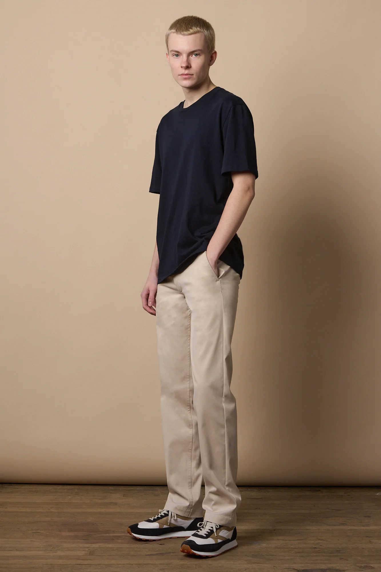 Men's Slim Lightweight Stretch Cotton Twill Chinos - Light Stone - Image 3