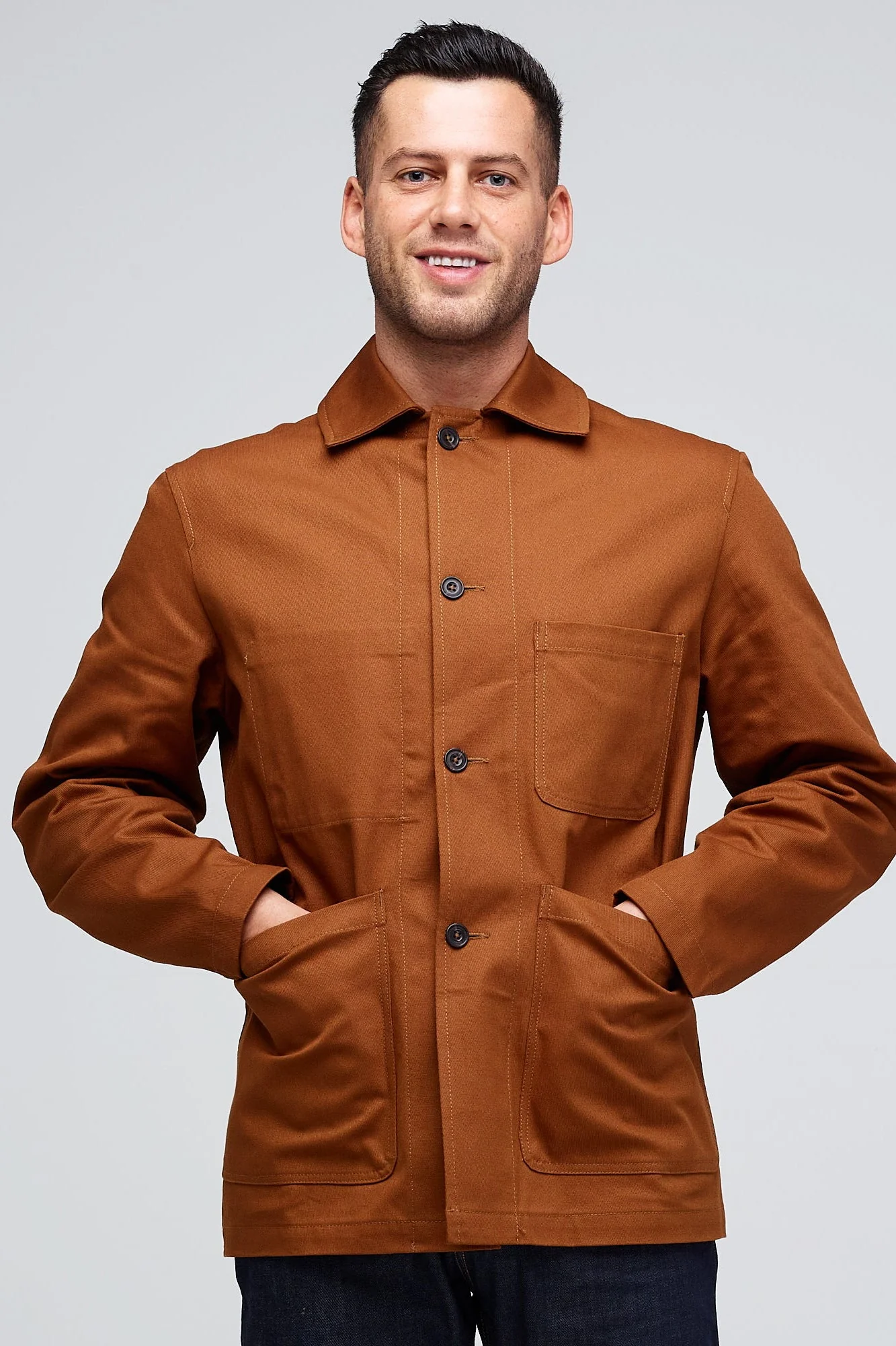 Men's Chore Jacket - Dark Tan - Image 2