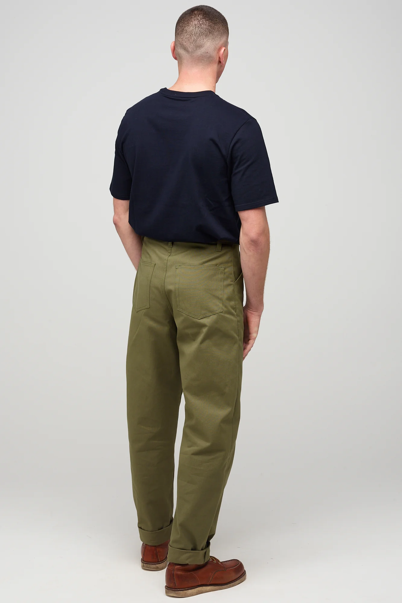 Mens Canvas Chore Trousers - Olive - Image 2
