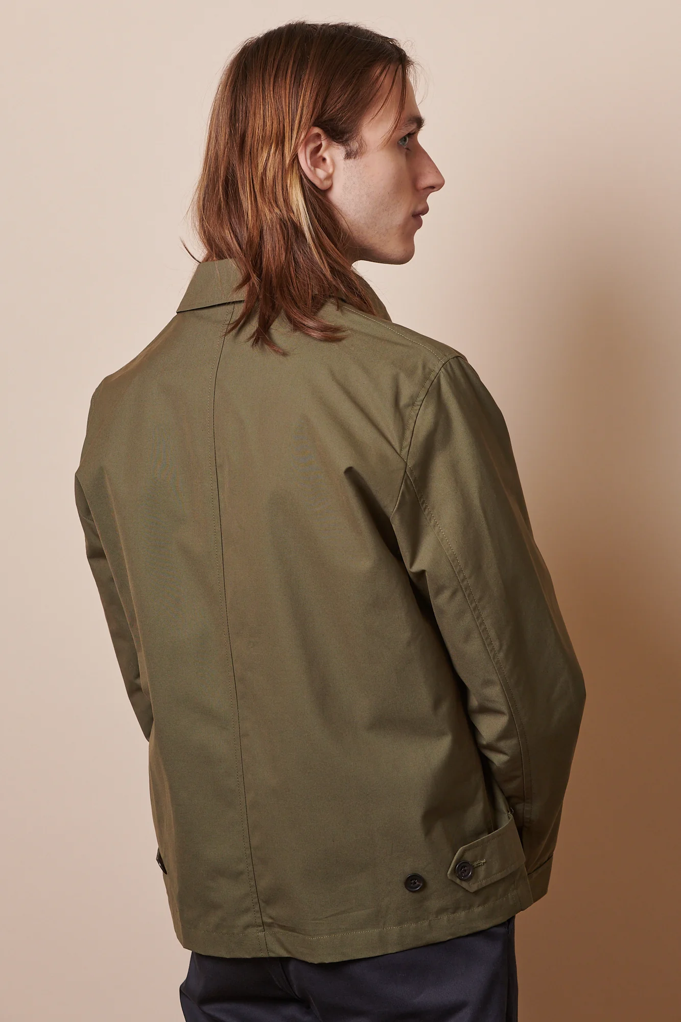 Men's Collared Harrington Jacket - Olive - Image 3