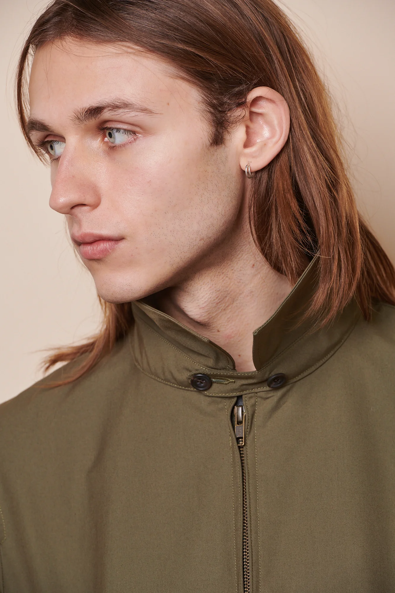 Men's Collared Harrington Jacket - Olive - Image 5